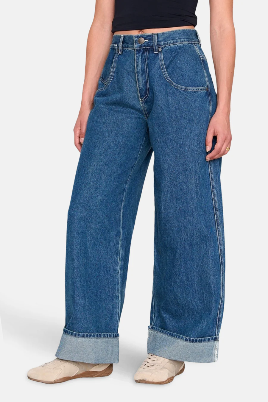 DENIM PANTS - mid blue denim