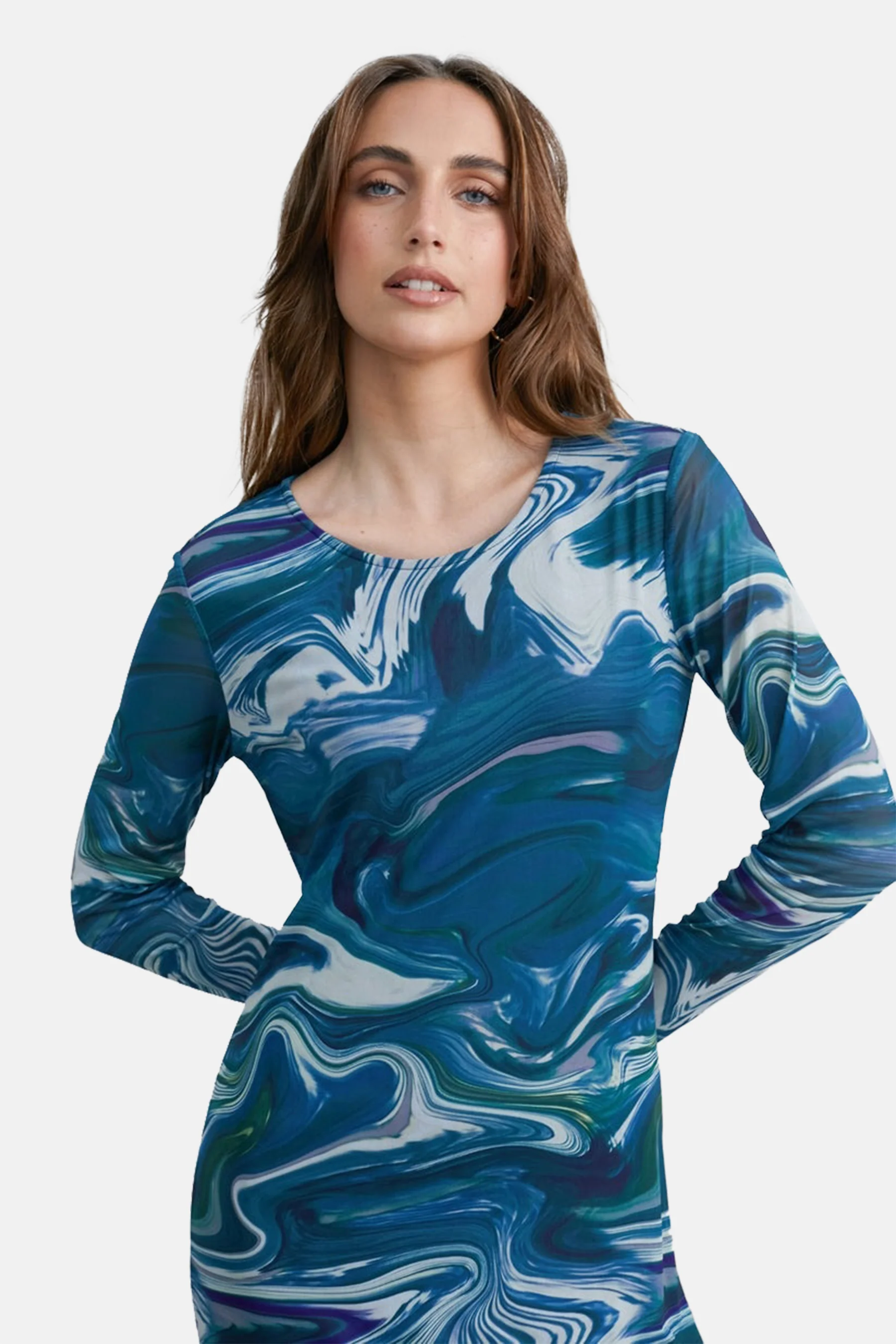 Kleedje met lange mouwen - blauw - Image 3