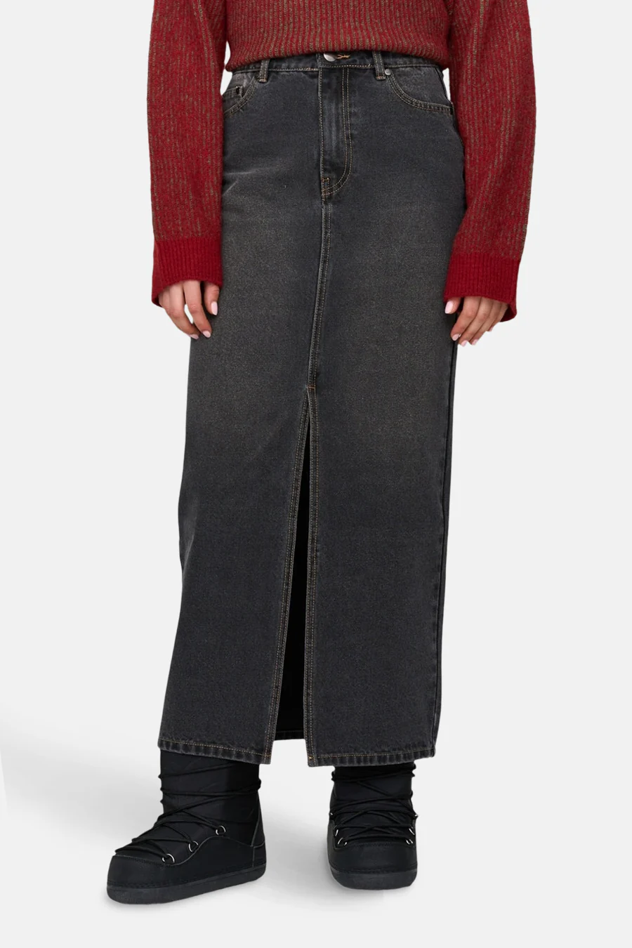 Lange rok - dark grey denim