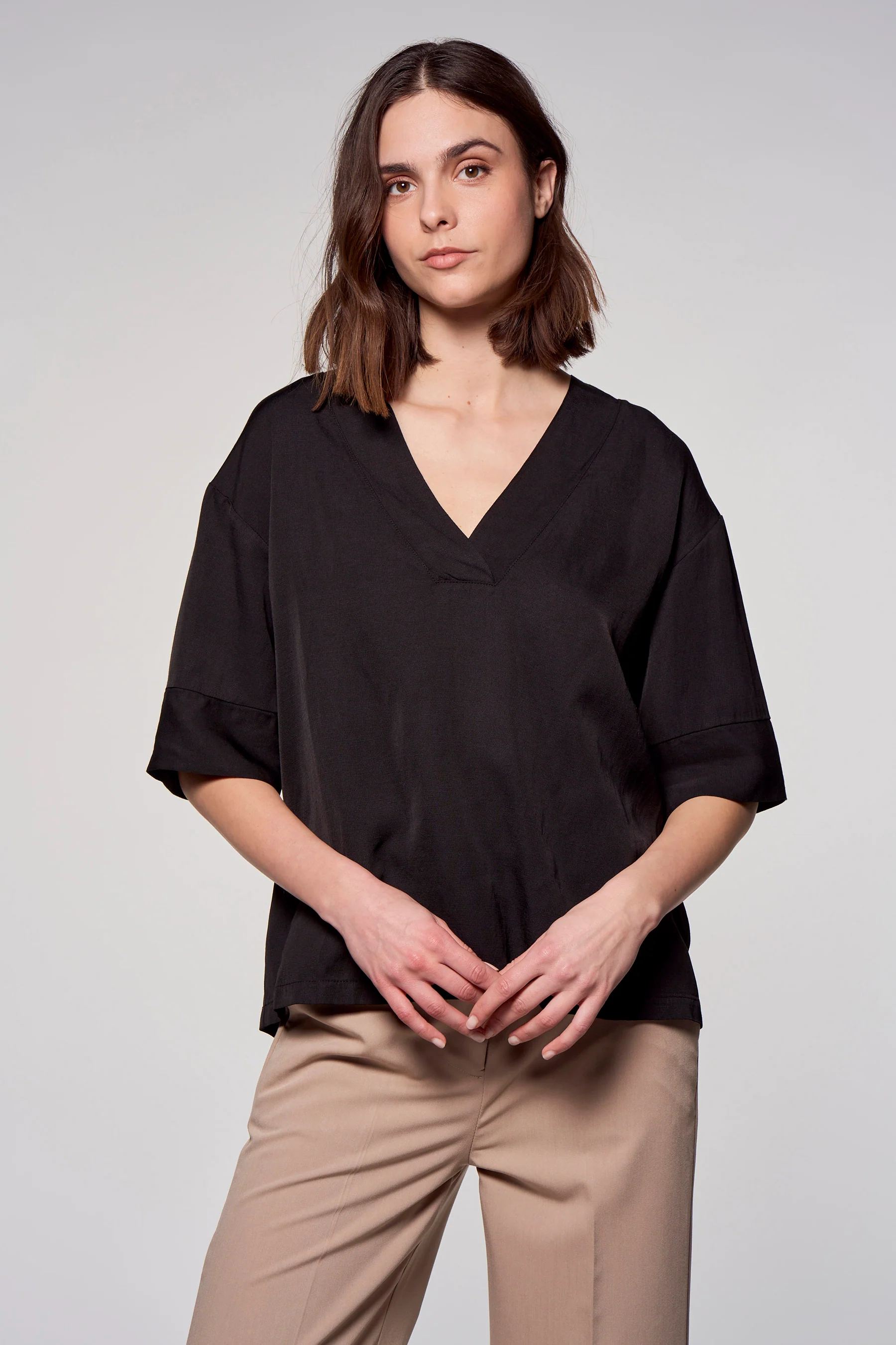 Blouse met korte mouwen - zwart