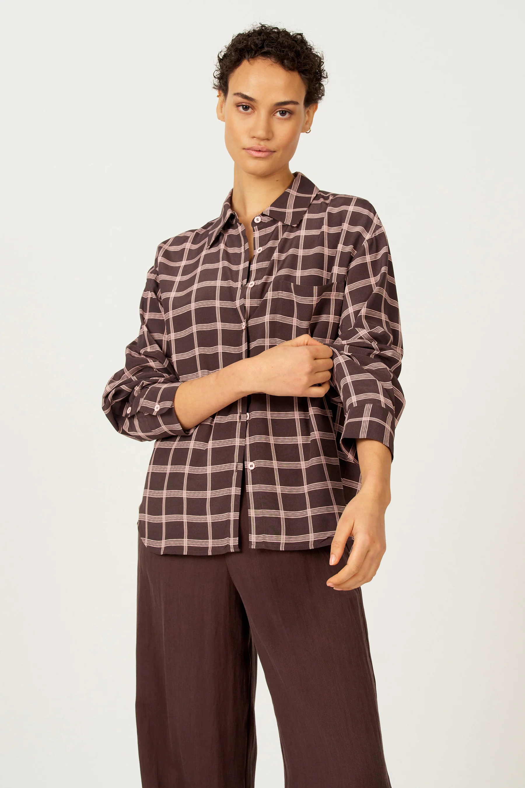 Blouse met lange mouwen - bruin