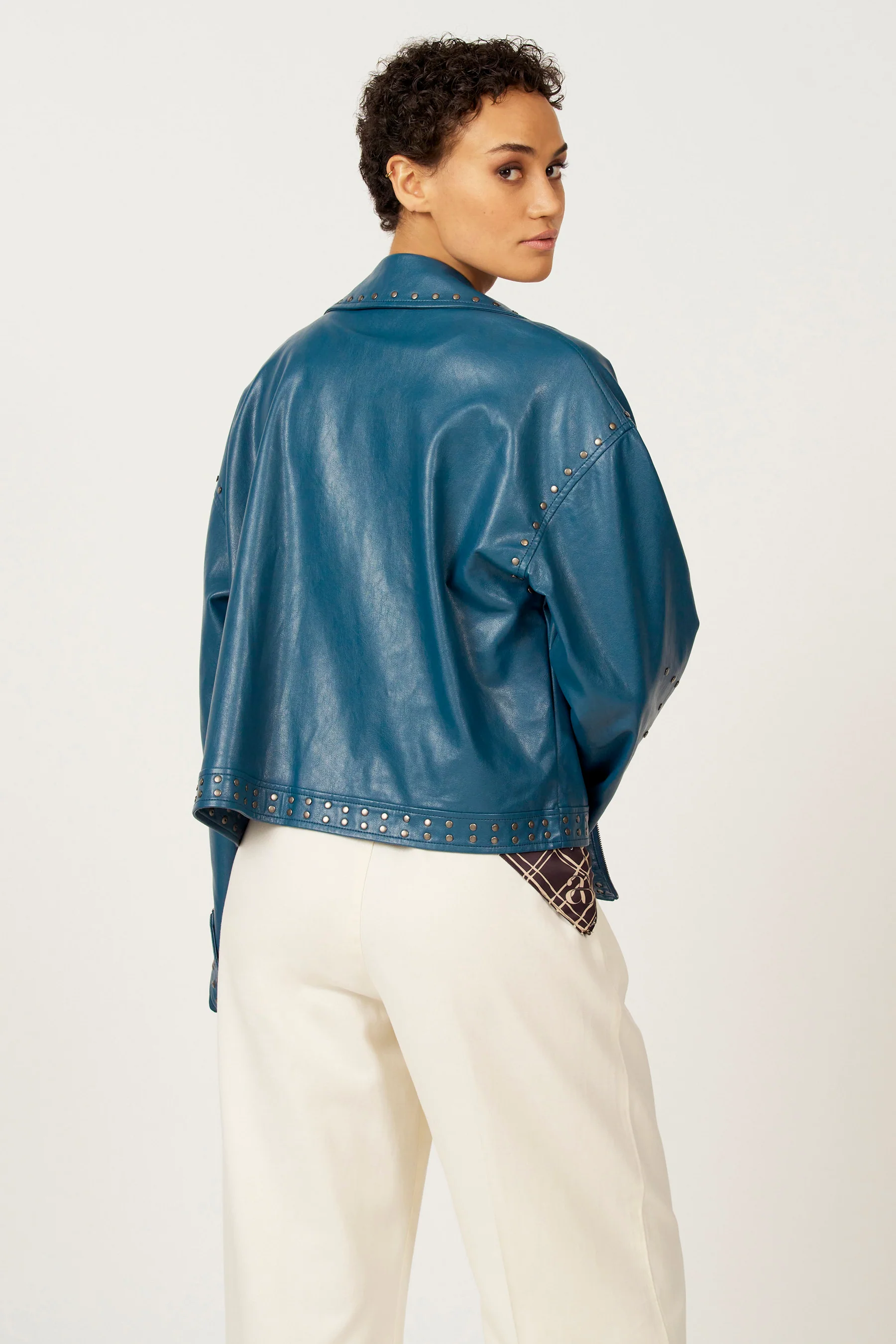 Jas in imitatieleer - blauw - Image 3