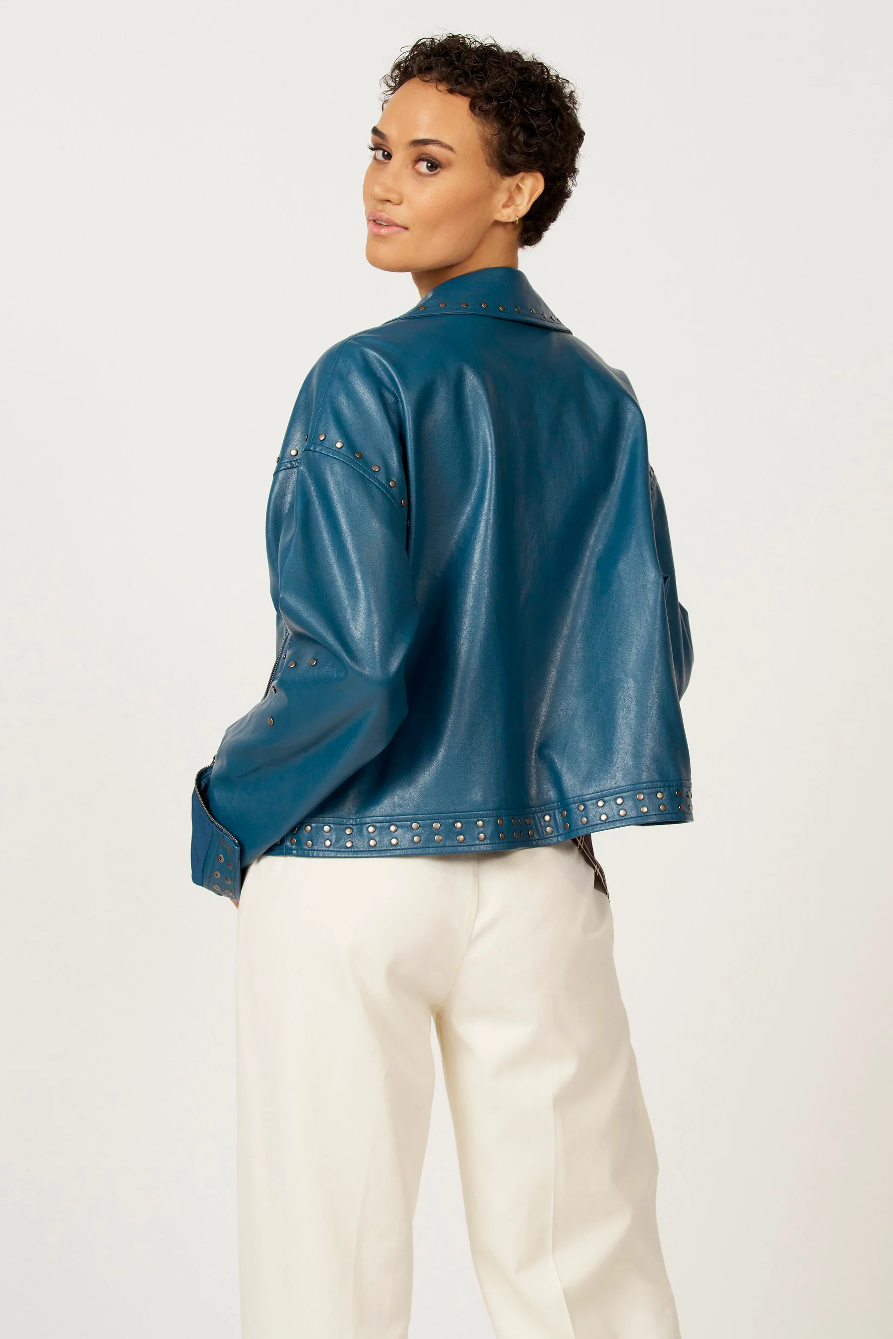 Jas in imitatieleer - blauw - Image 4