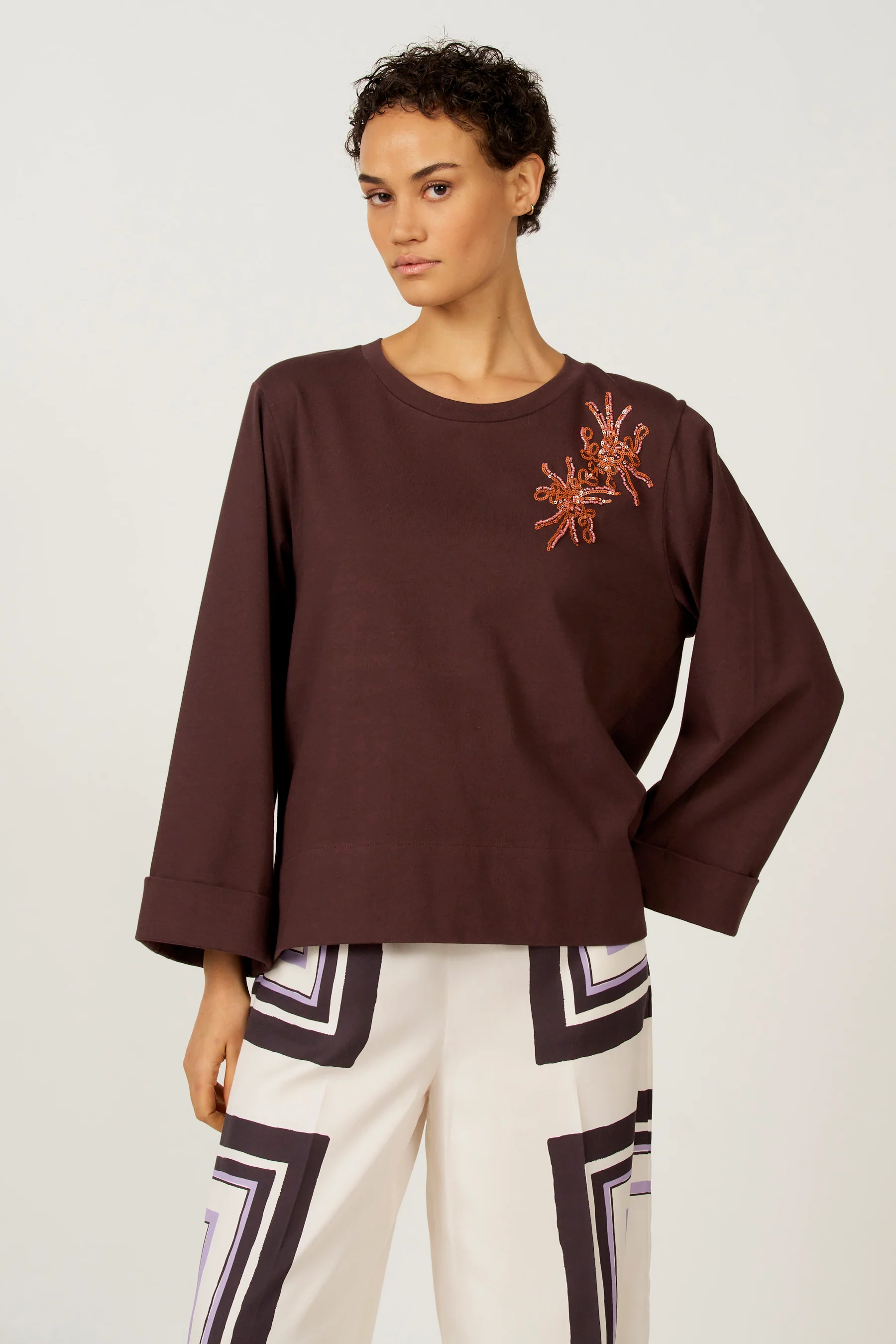 T-shirt met lange mouwen - bruin