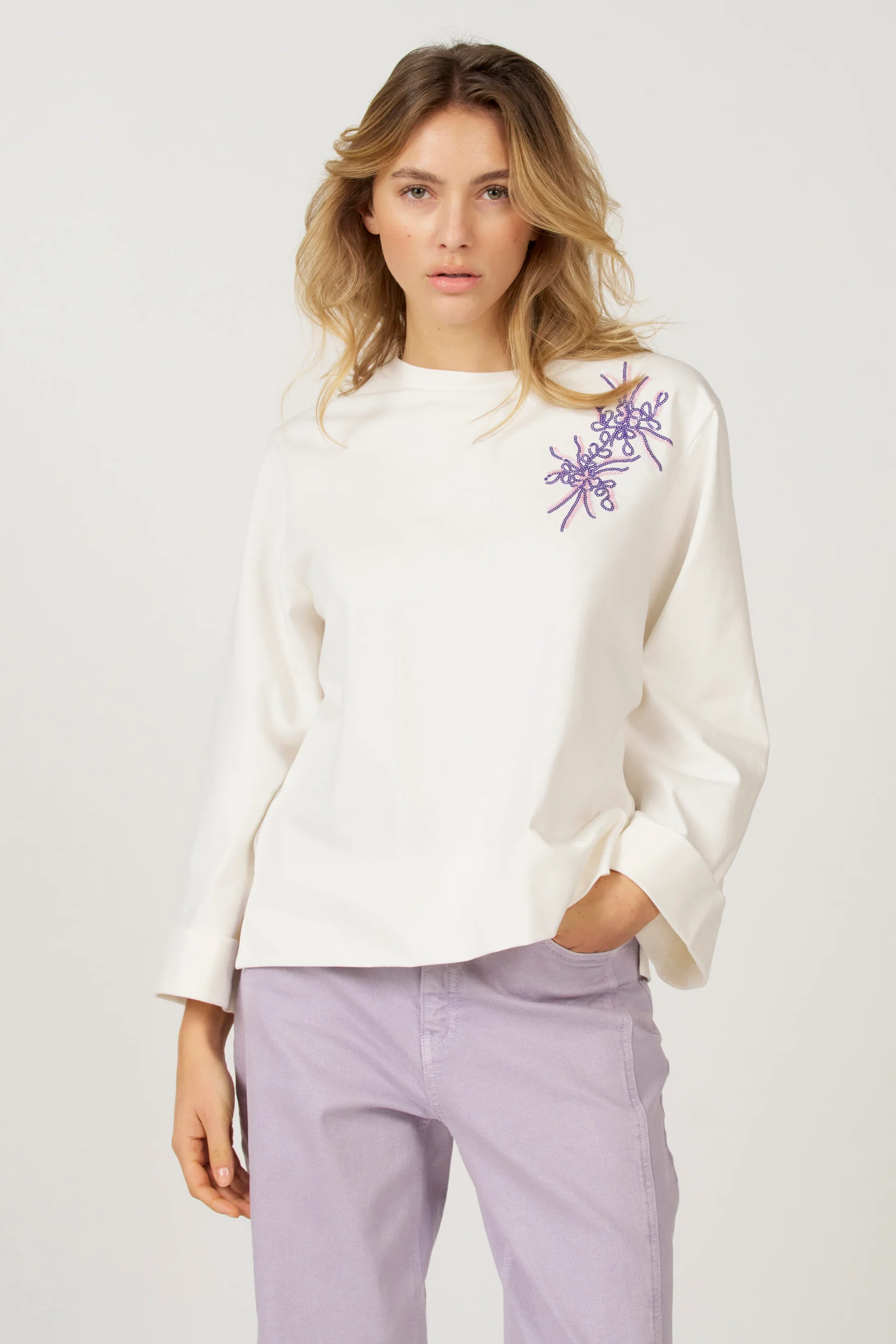 T-shirt met lange mouwen - ecru
