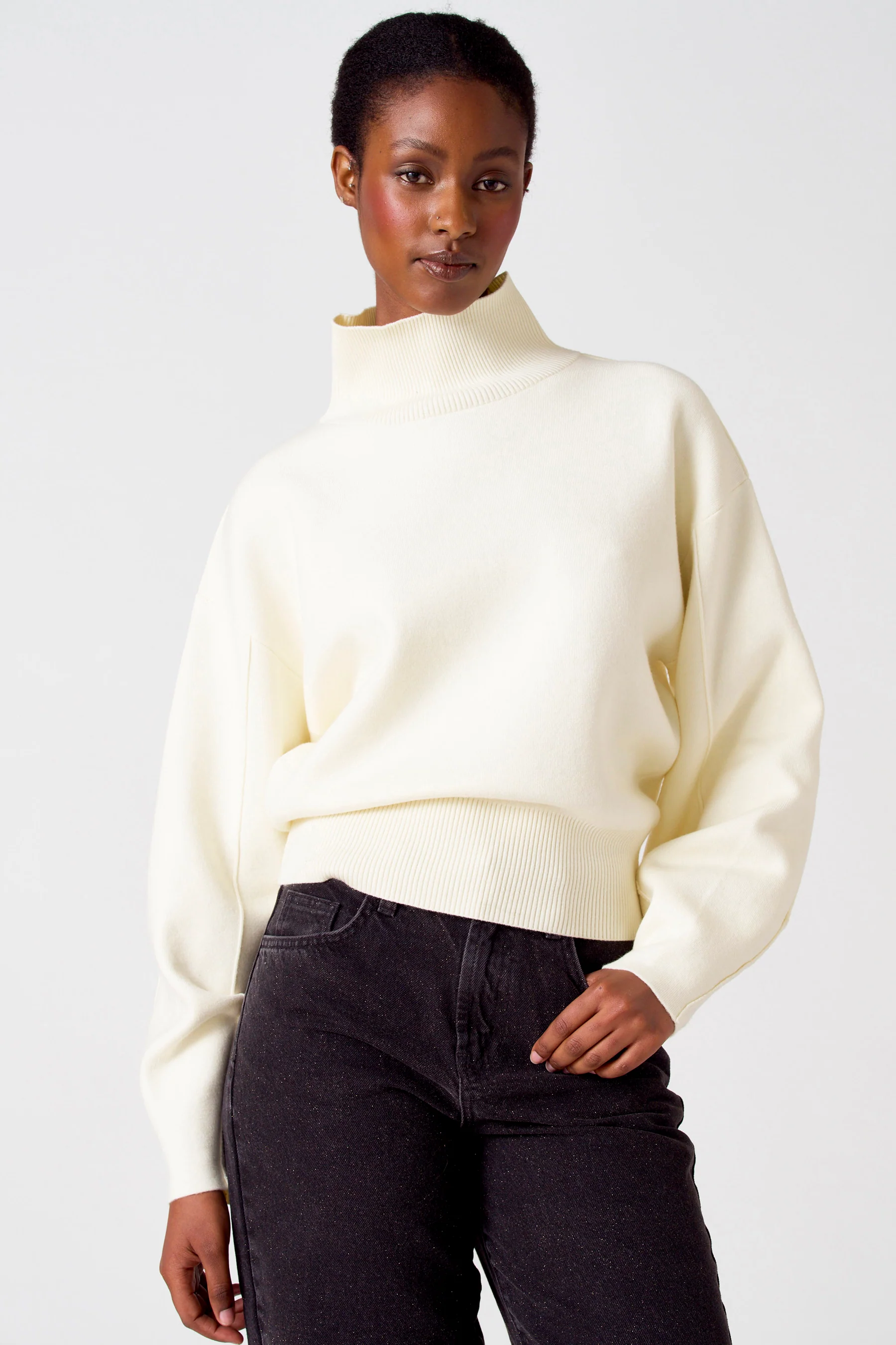 Pull met rolkraag - ecru