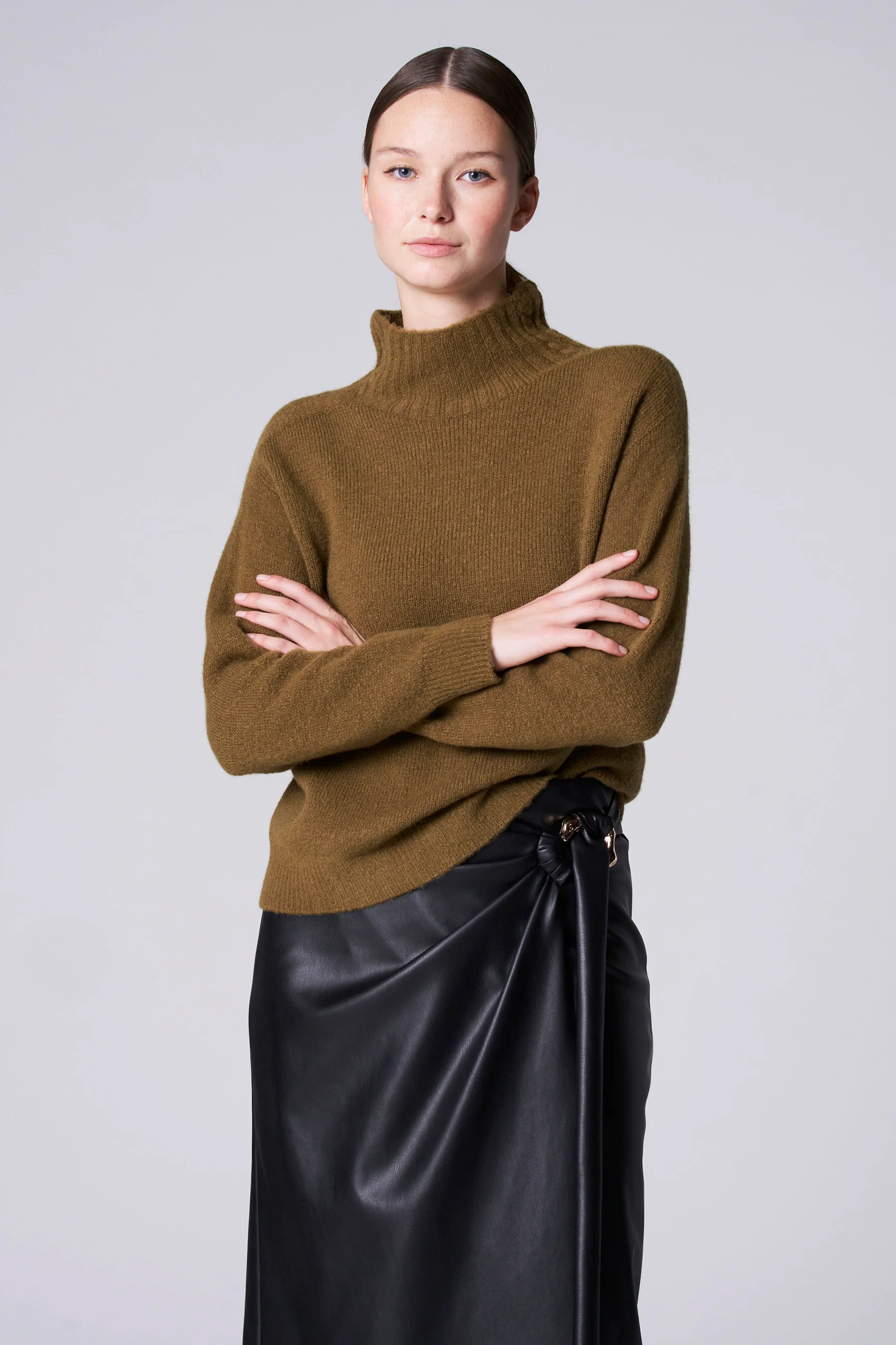 Pull met rolkraag - groen