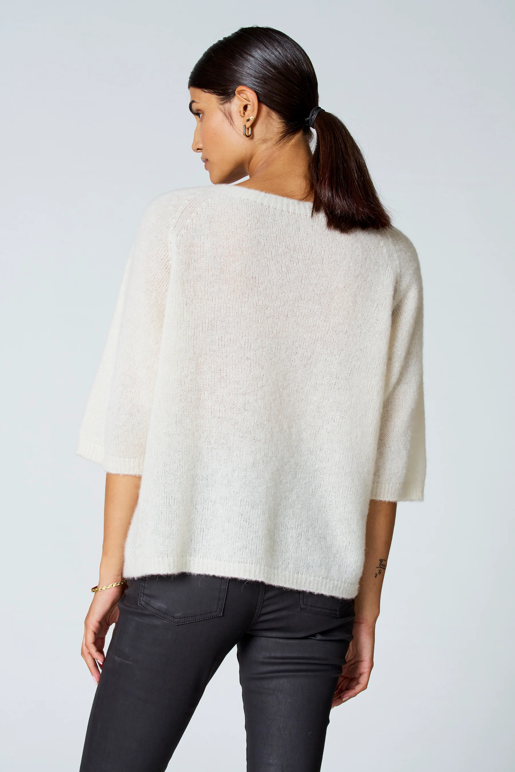 Pull met ronde hals - ecru - Image 4