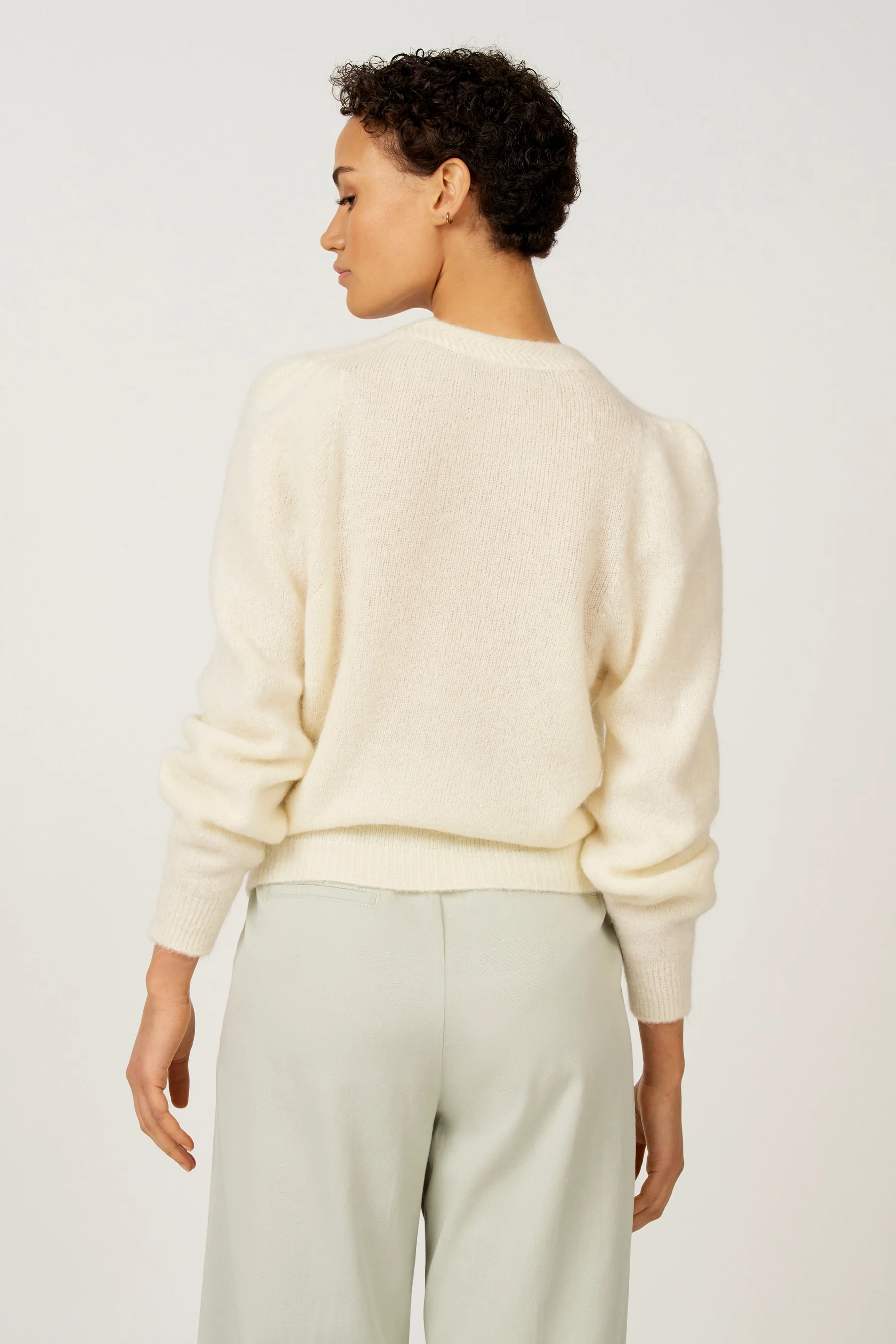 Pull met ronde hals - ecru - Image 4