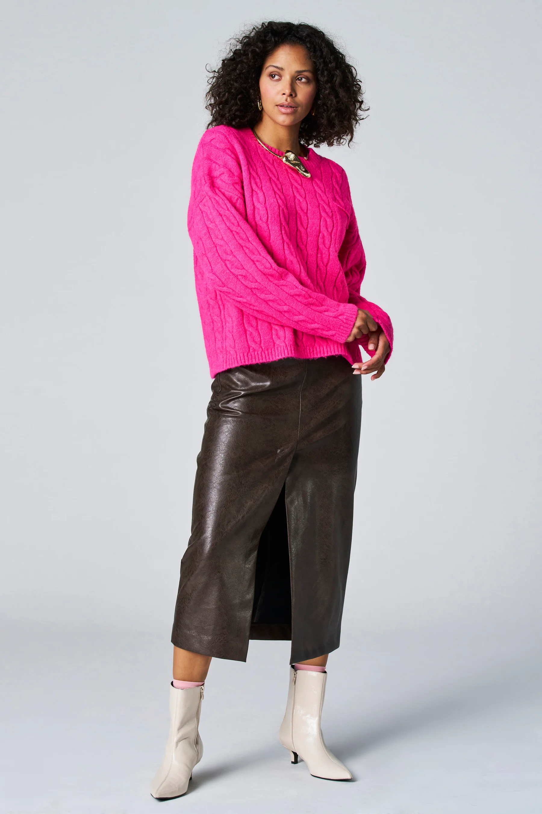 Pull met ronde hals - roze - Image 3