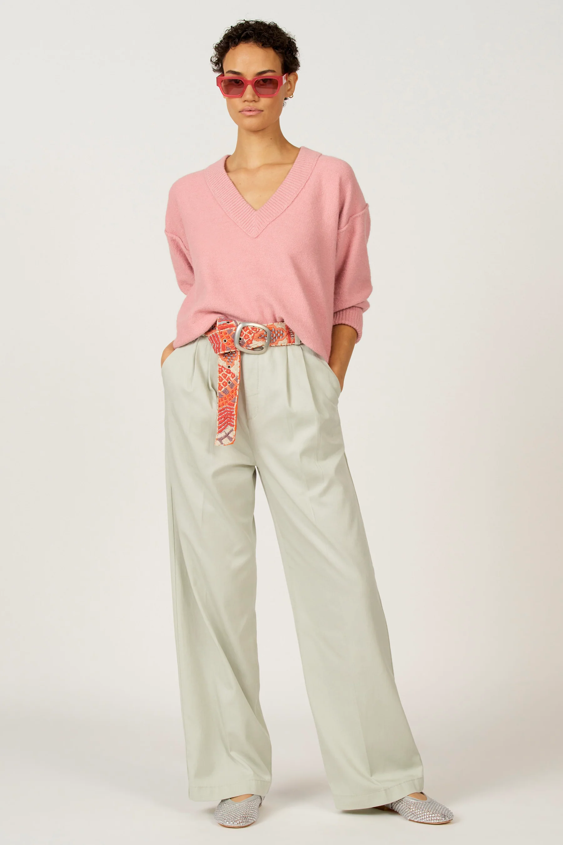 Pull met V-hals - roze - Image 2
