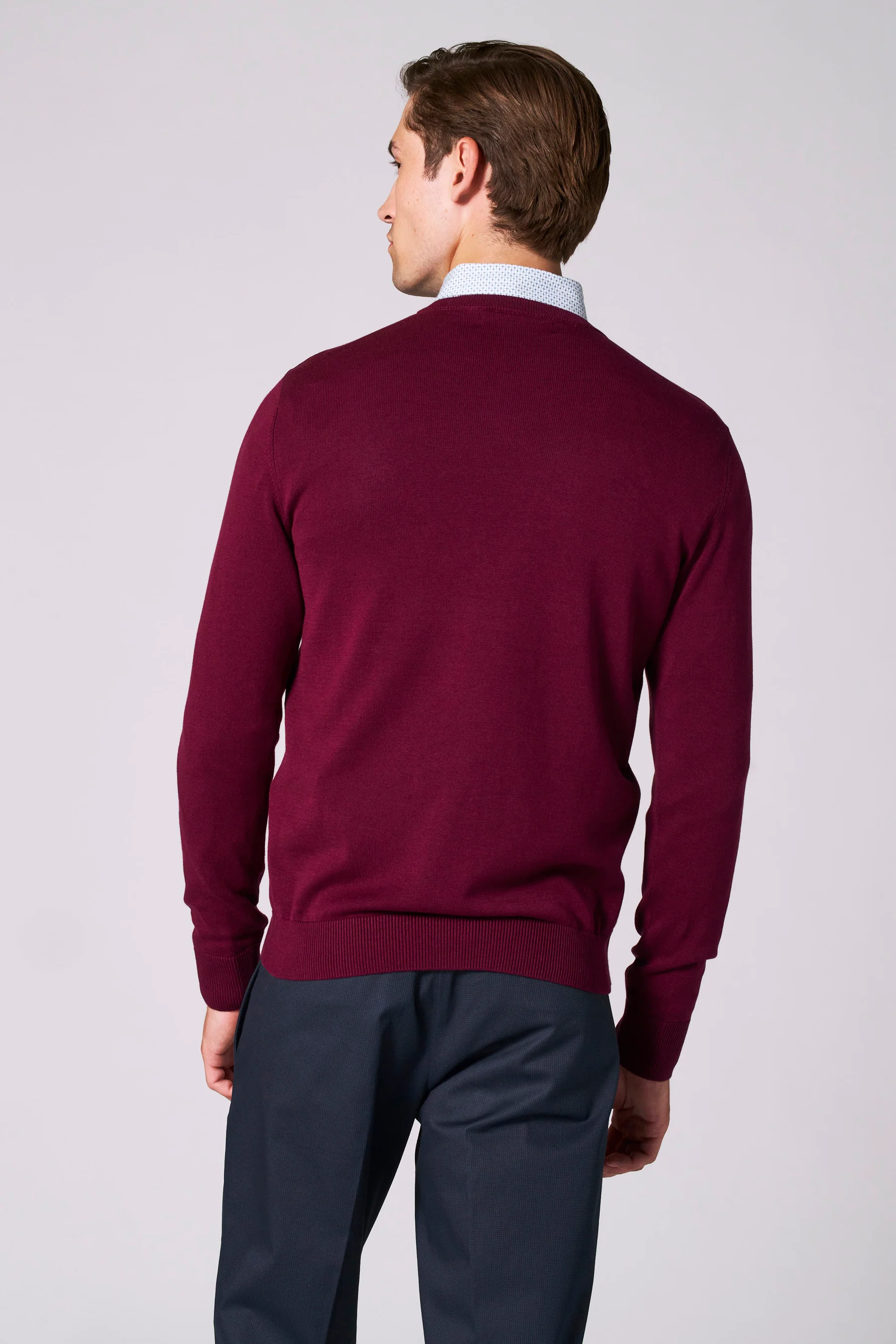 Pull met V-hals - bordeaux - Image 3