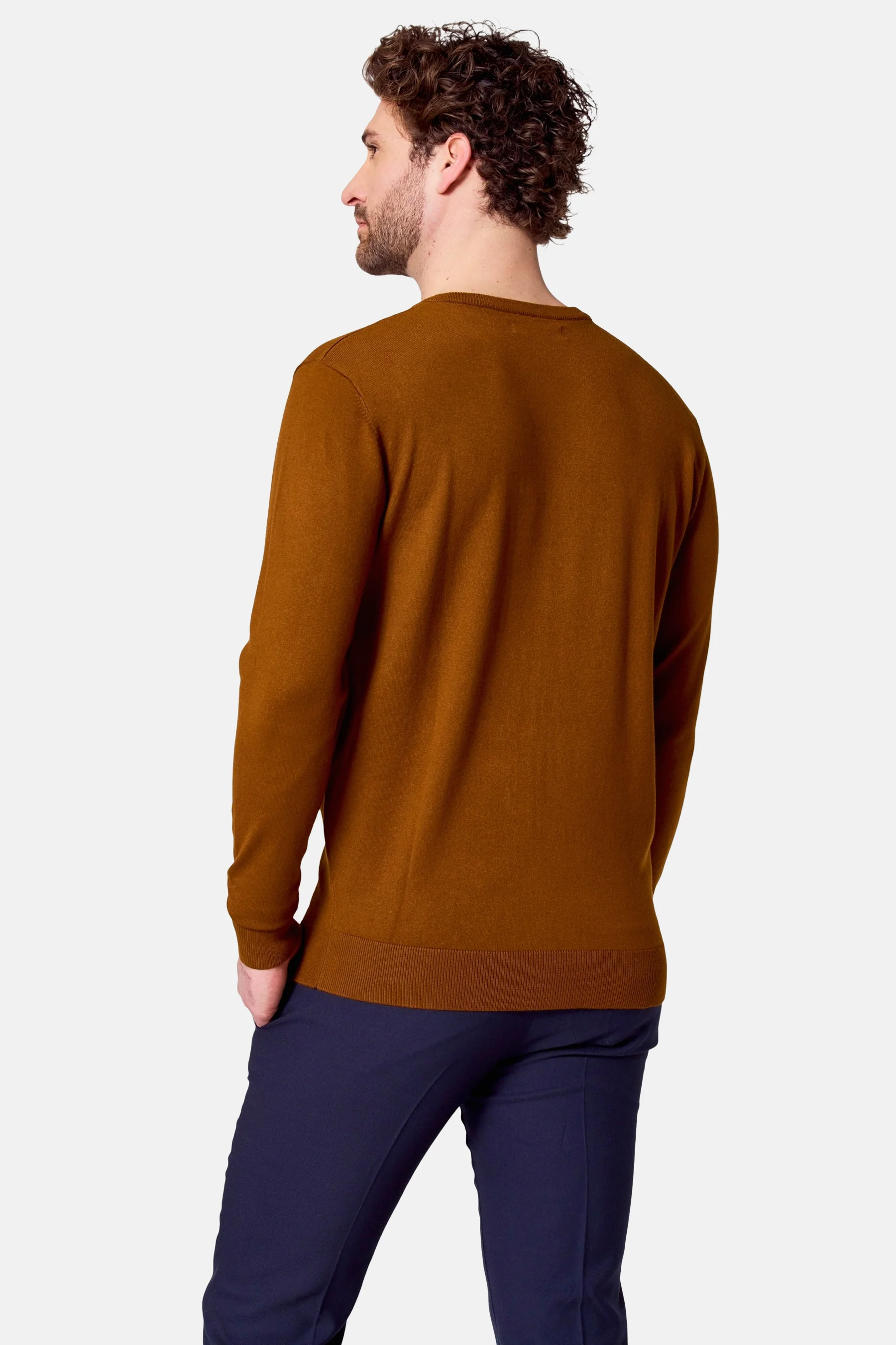 Pull met V-hals - bruin - Image 3