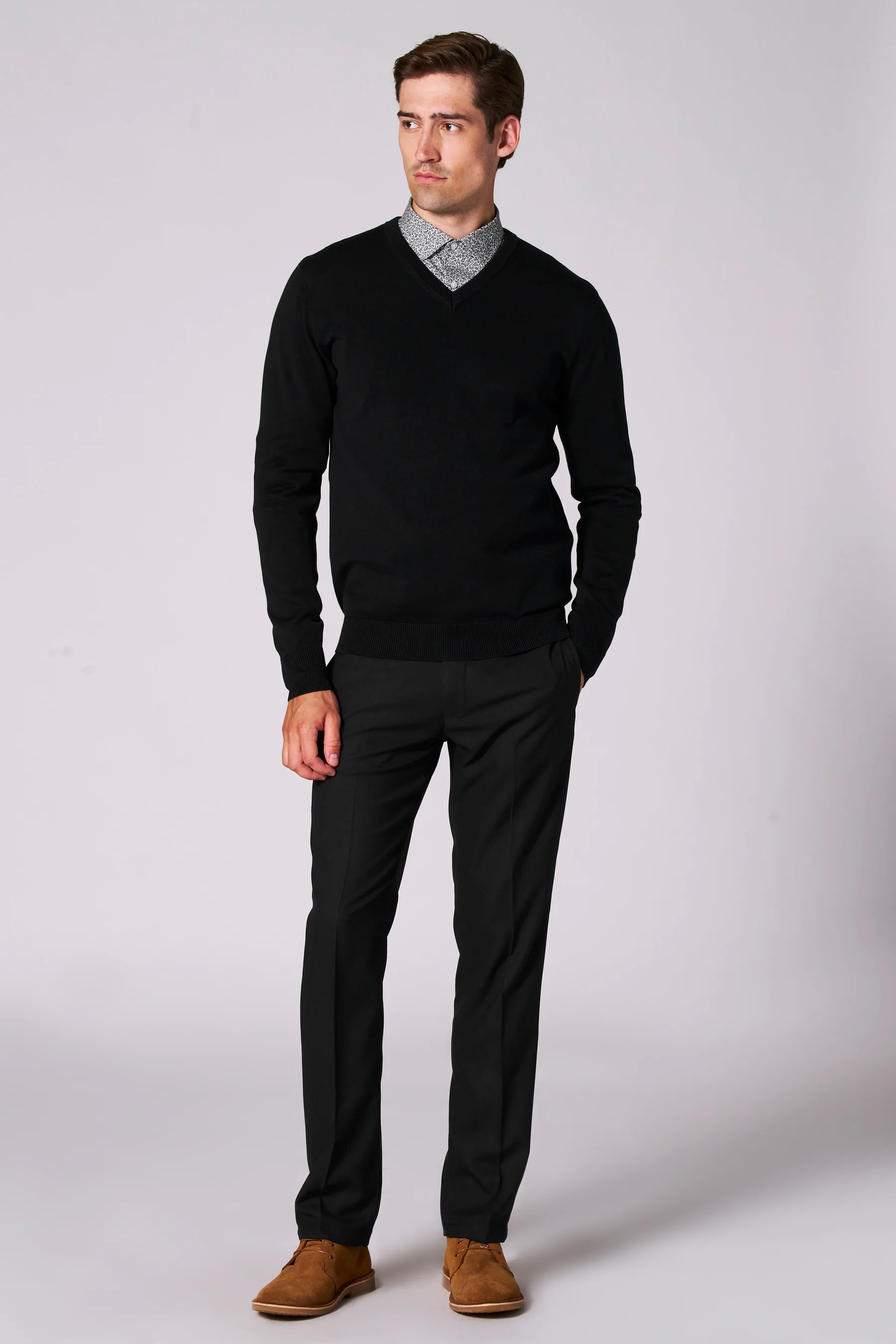 Pull met V-hals - zwart - Image 5