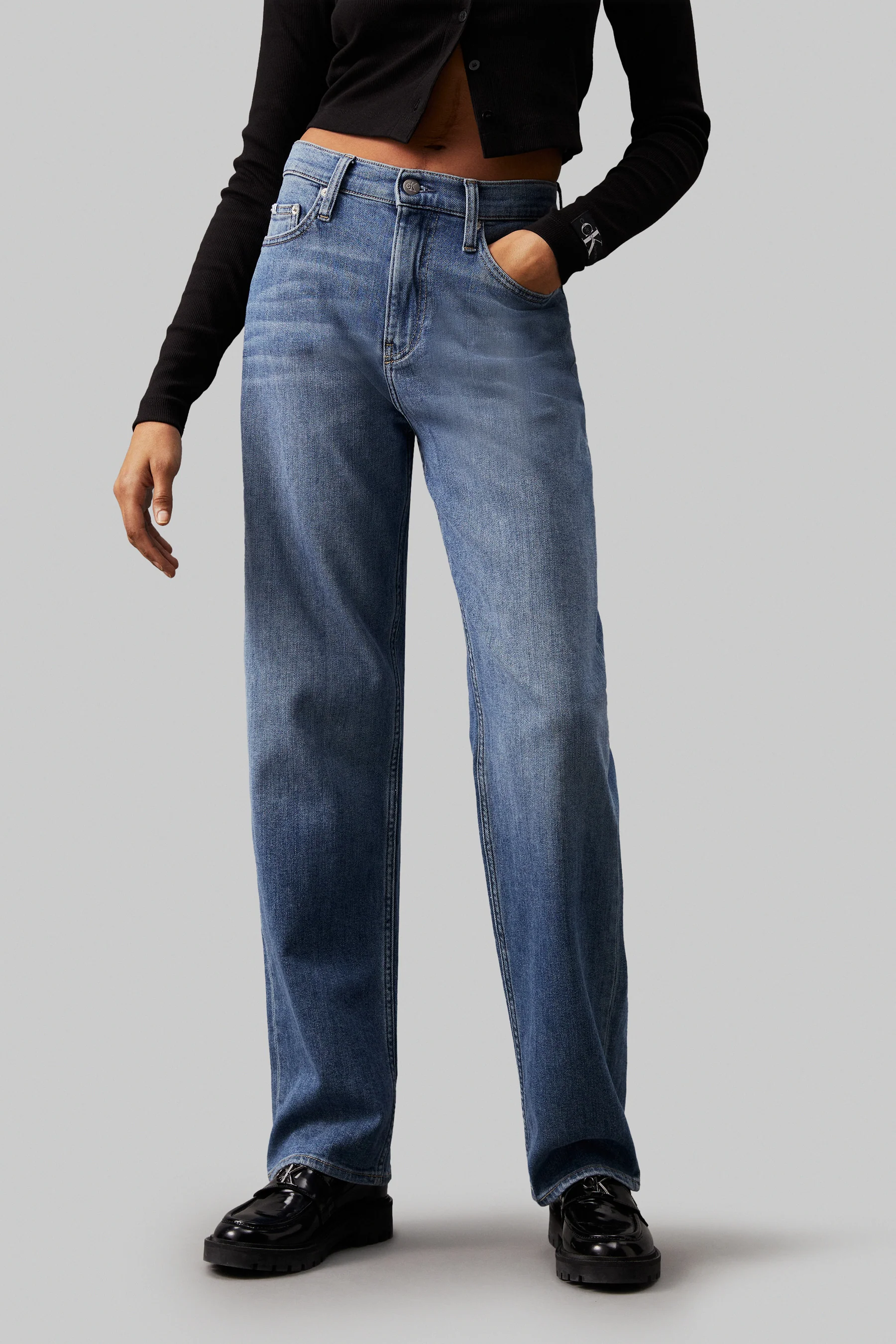 HR LOOSE CK - mid blue denim