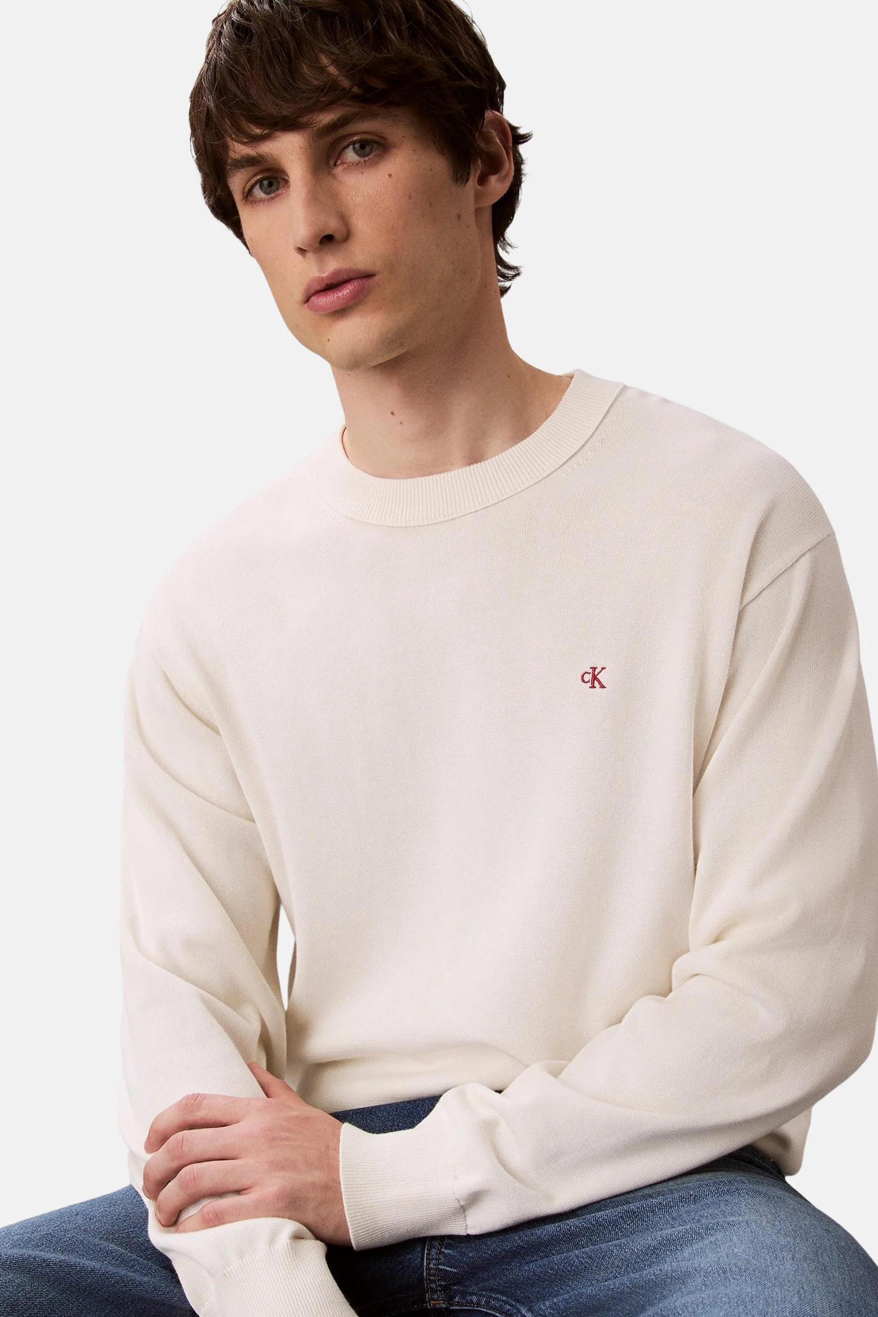 Sweater met ronde hals beige - Calvin Klein - Image 4