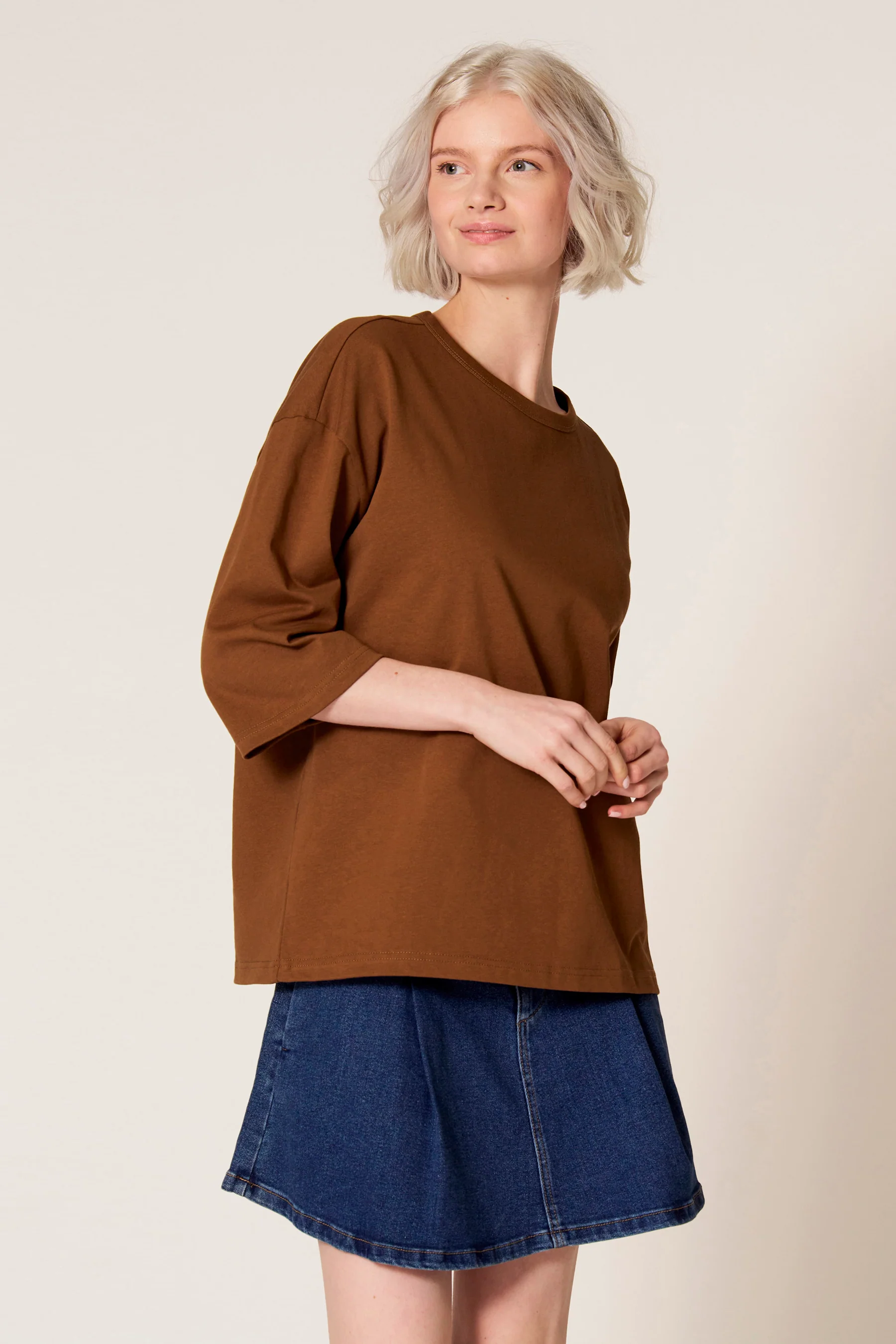 T-shirt met korte mouwen - bruin - Image 4