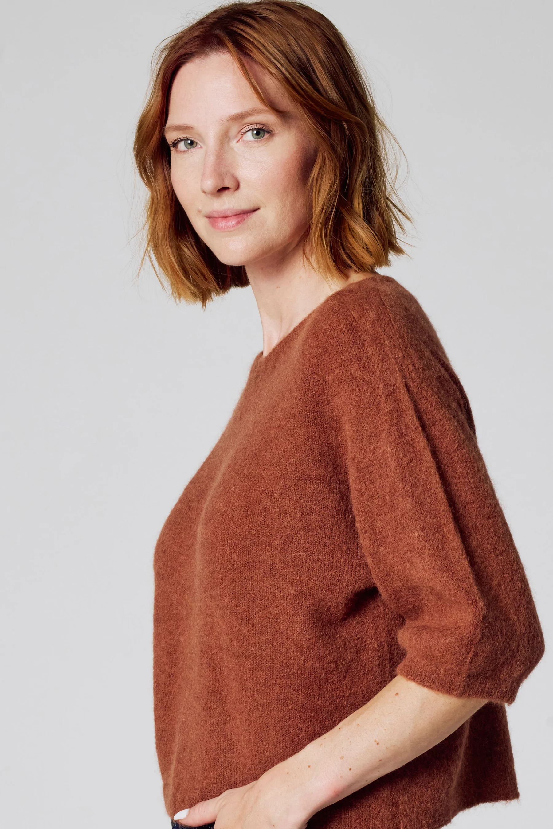 Pull met ronde hals - bruin - Image 4