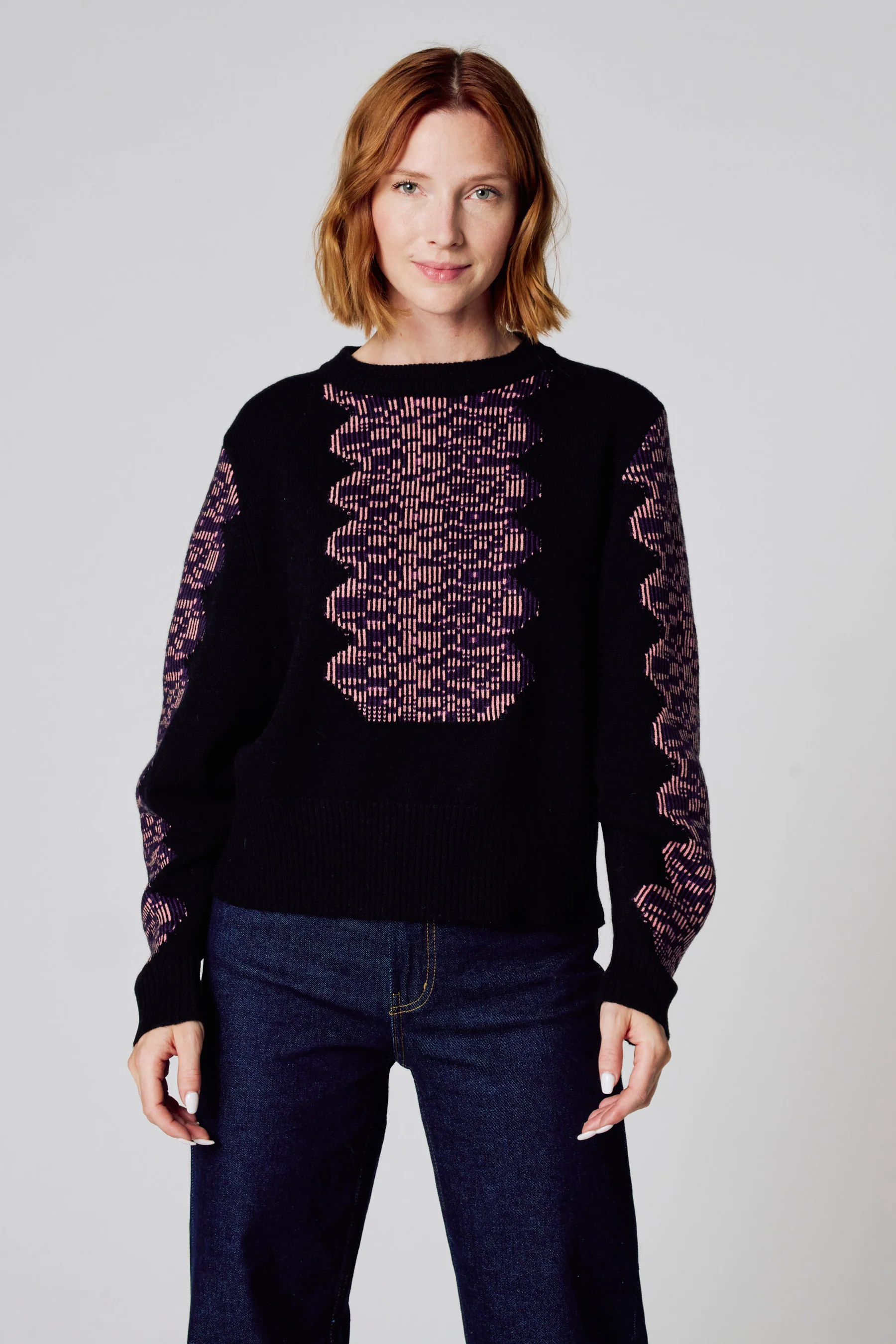 Pull met ronde hals - zwart