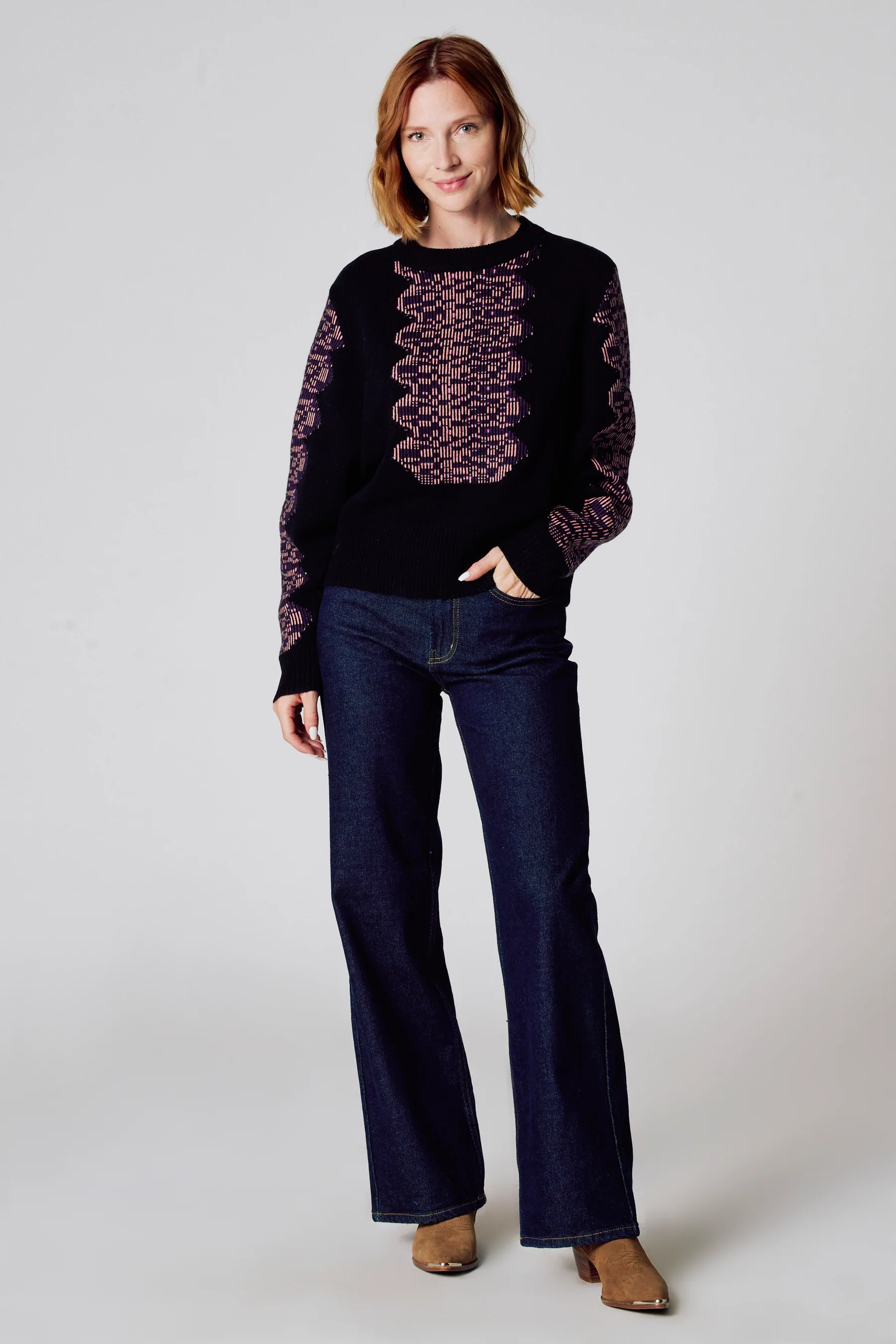 Pull met ronde hals - zwart - Image 2