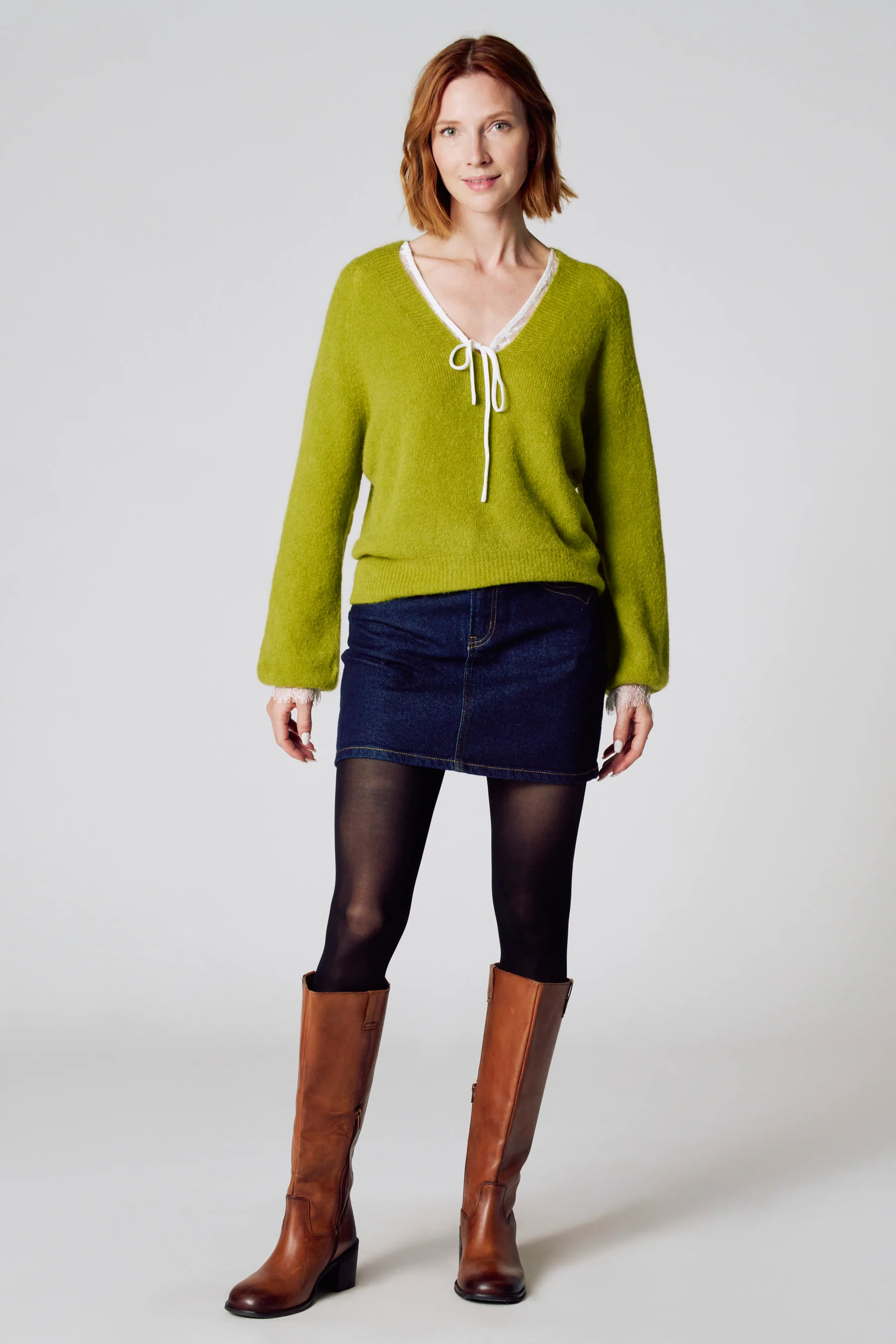 Pull met V-hals - groen - Image 2