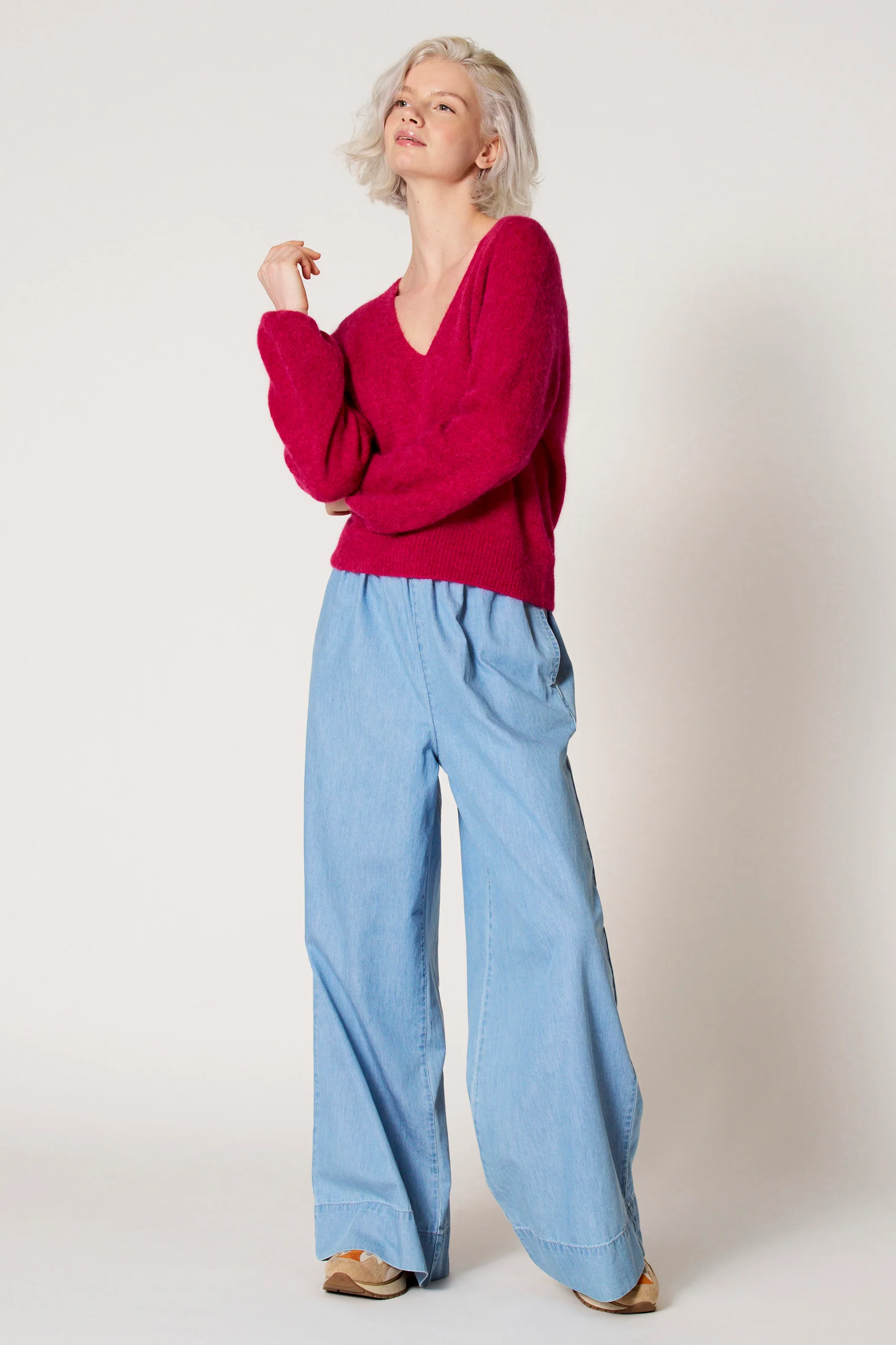 Pull met V-hals - Roze - Image 2