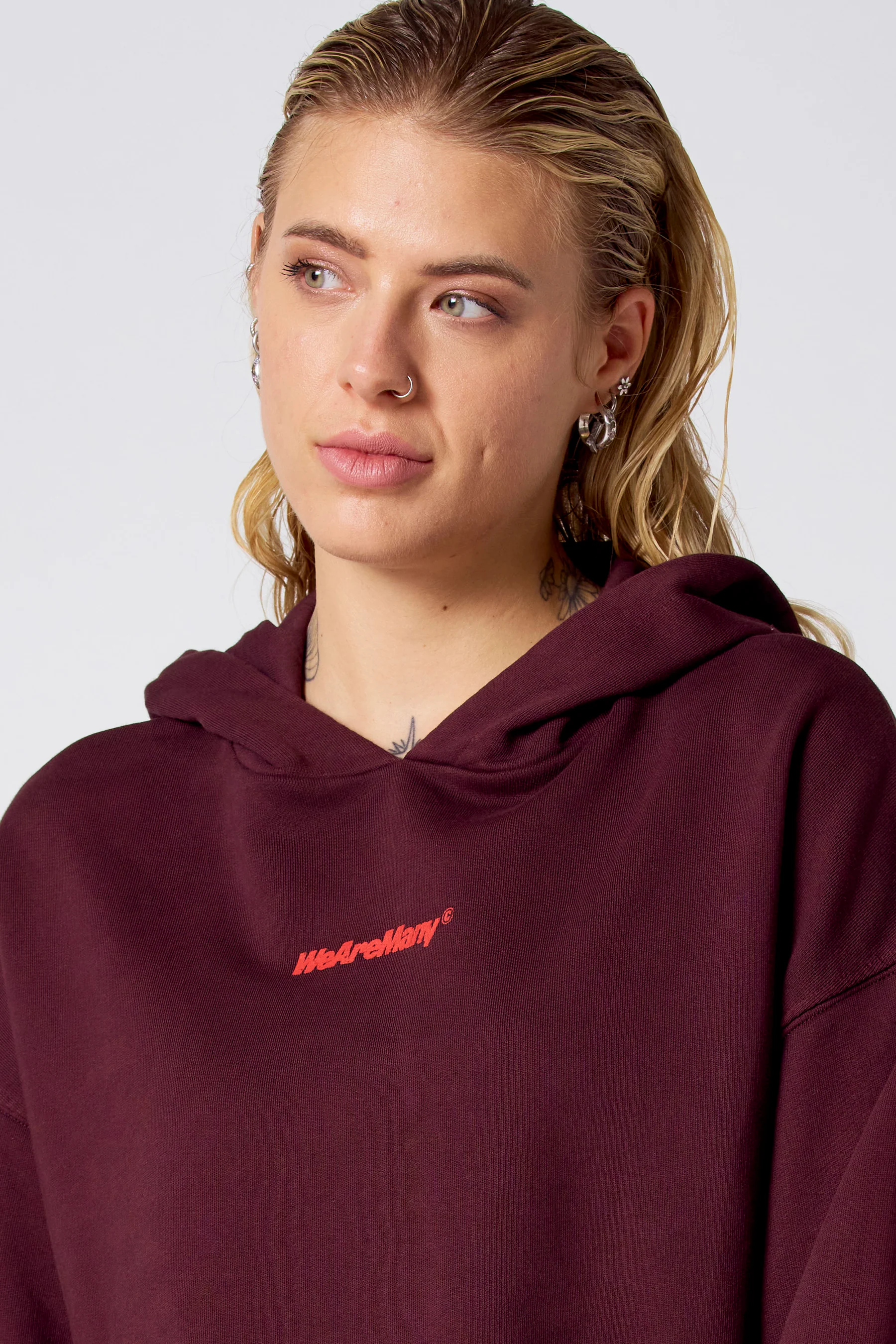 SWEATSHIRT MET KAP - Bordeaux - Image 7