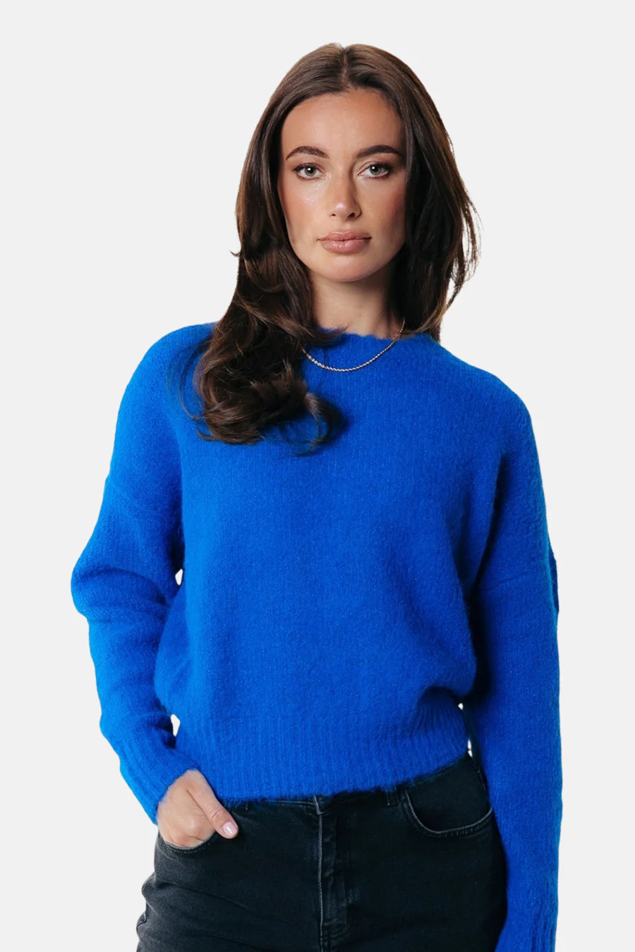 Pull met ronde hals - blauw