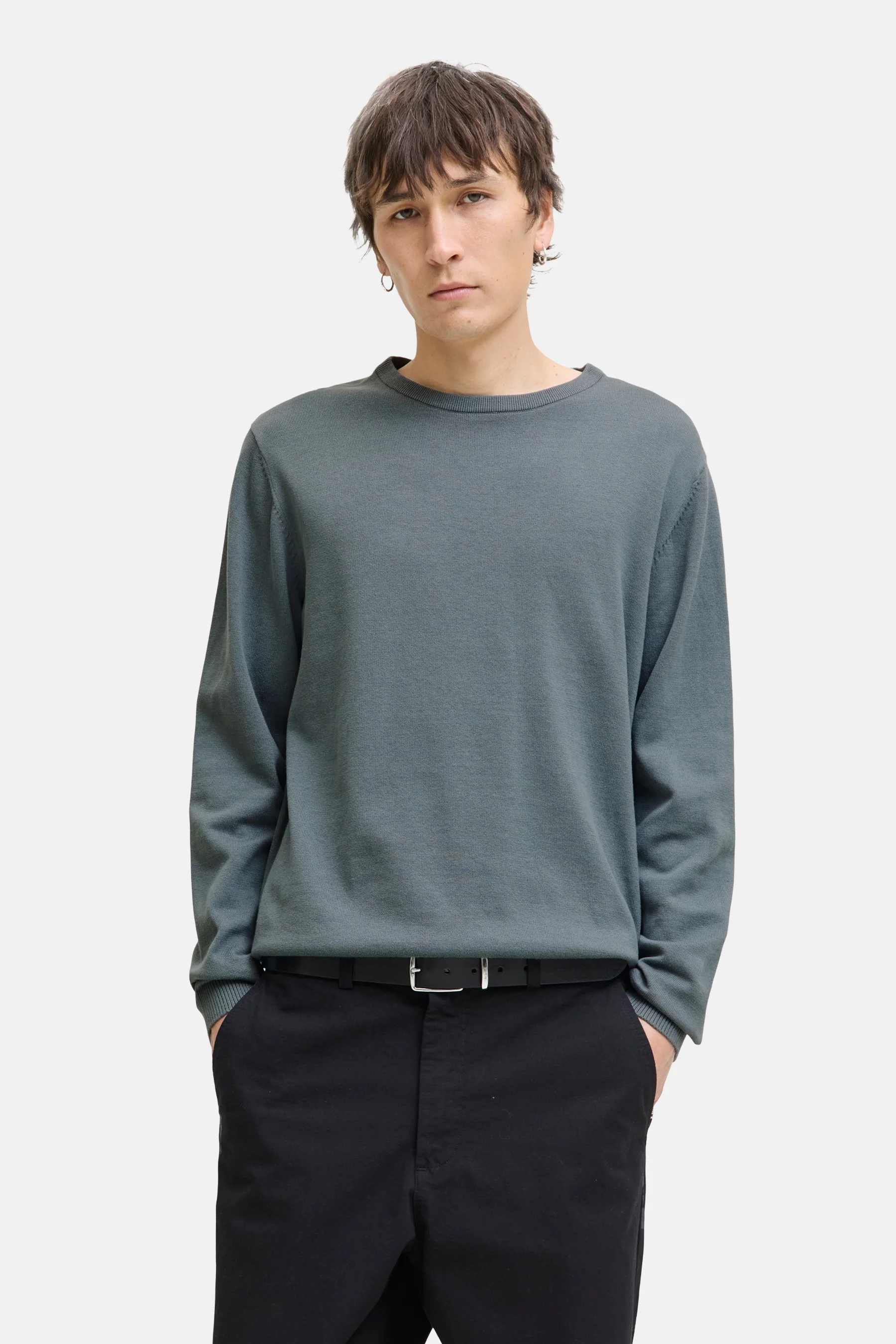 Pull met ronde hals - grijs