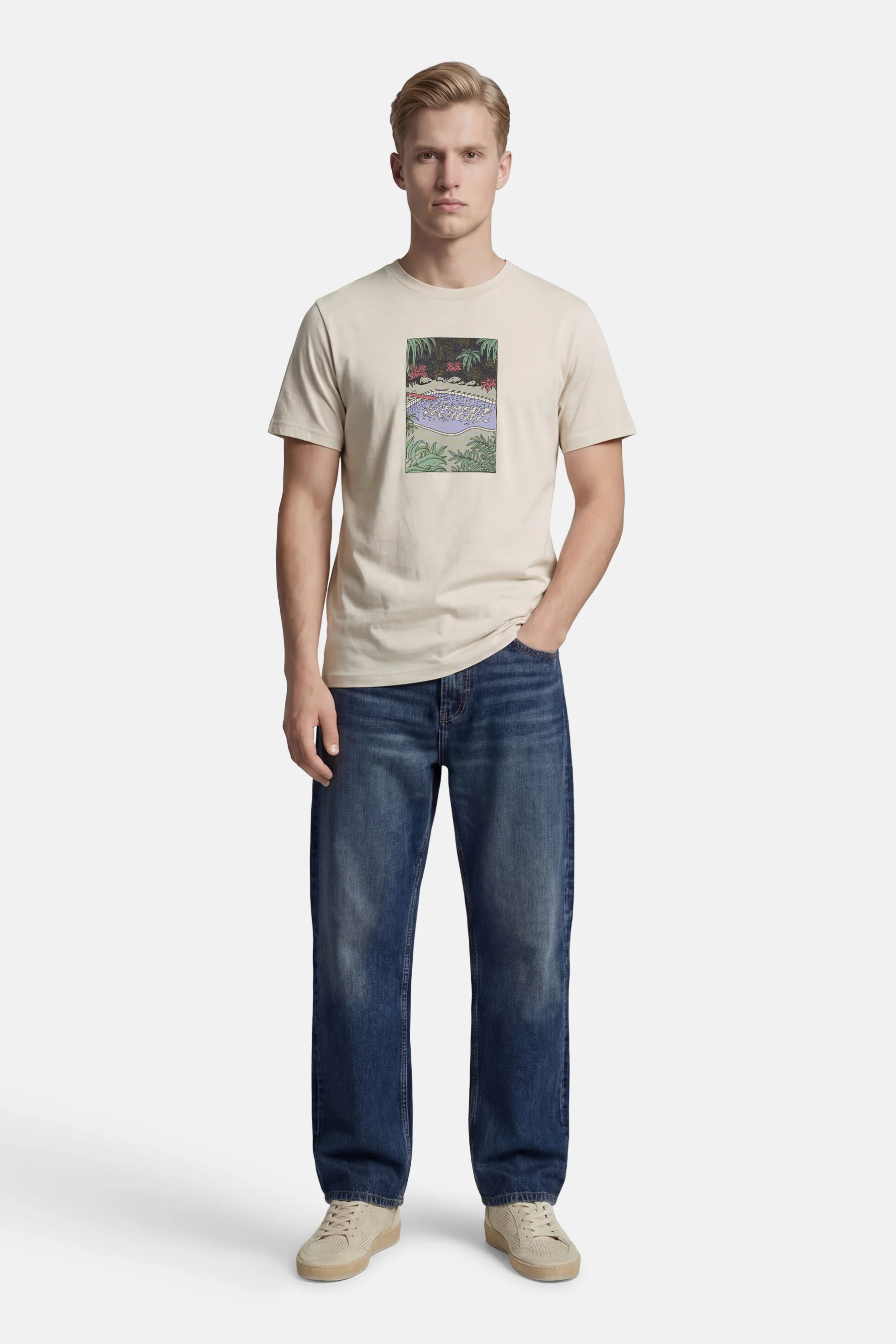 T-shirt met korte mouwen - beige - Image 3
