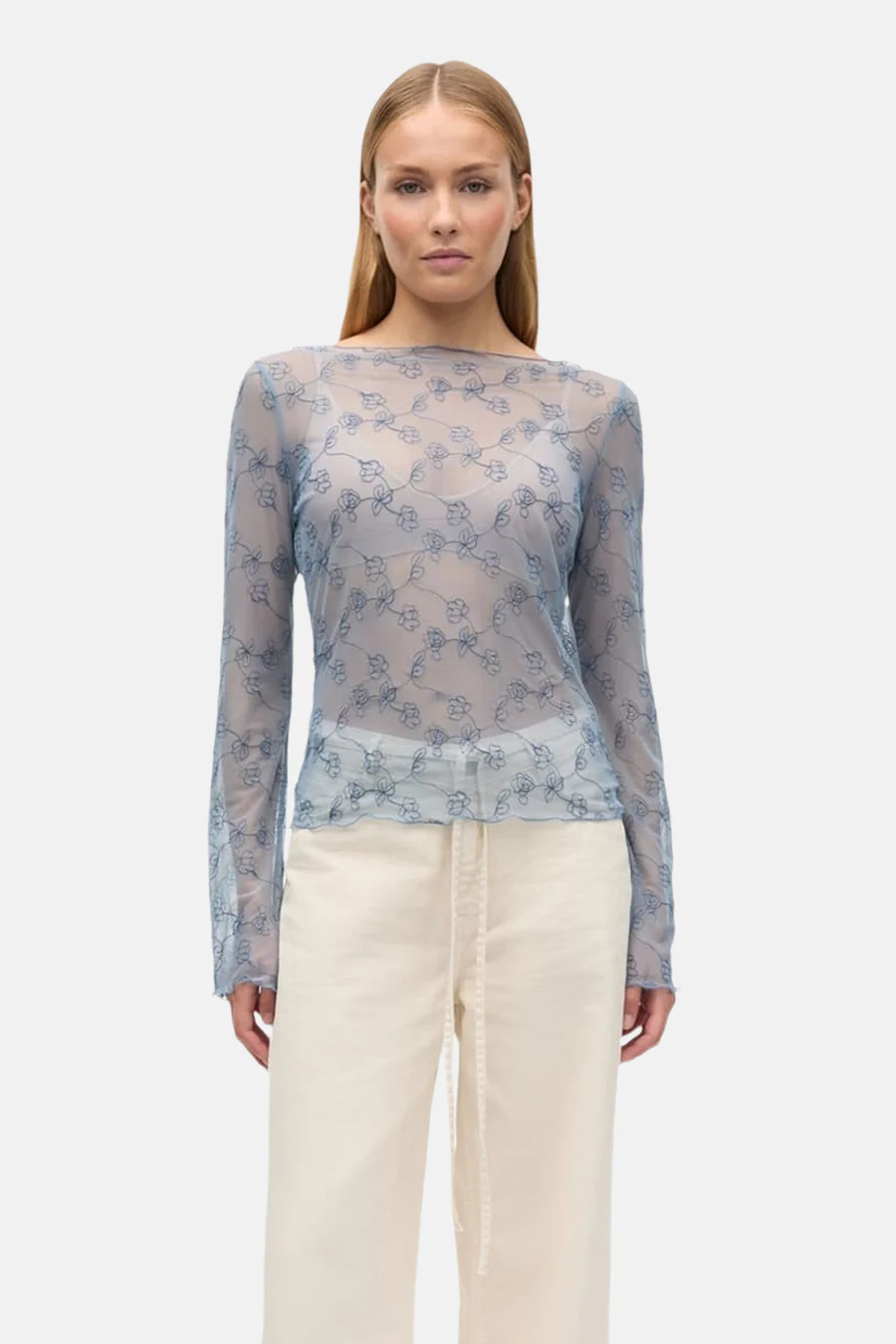 Blouse met lange mouwen - blauw