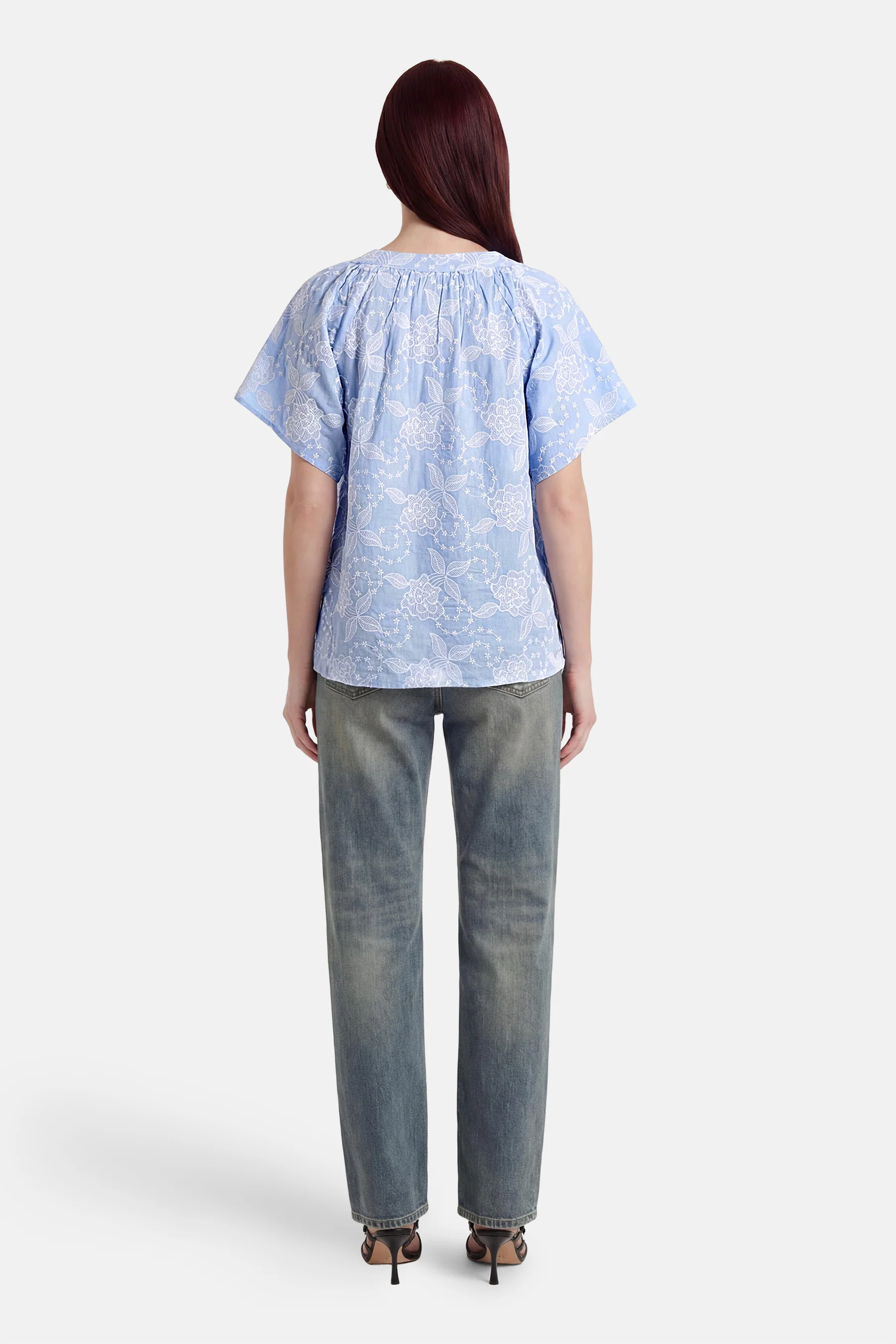Blouse met korte mouwen - blauw - Image 3