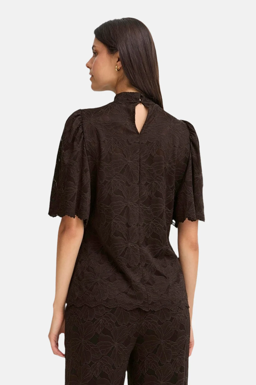Blouse met korte mouwen - bruin - Image 4