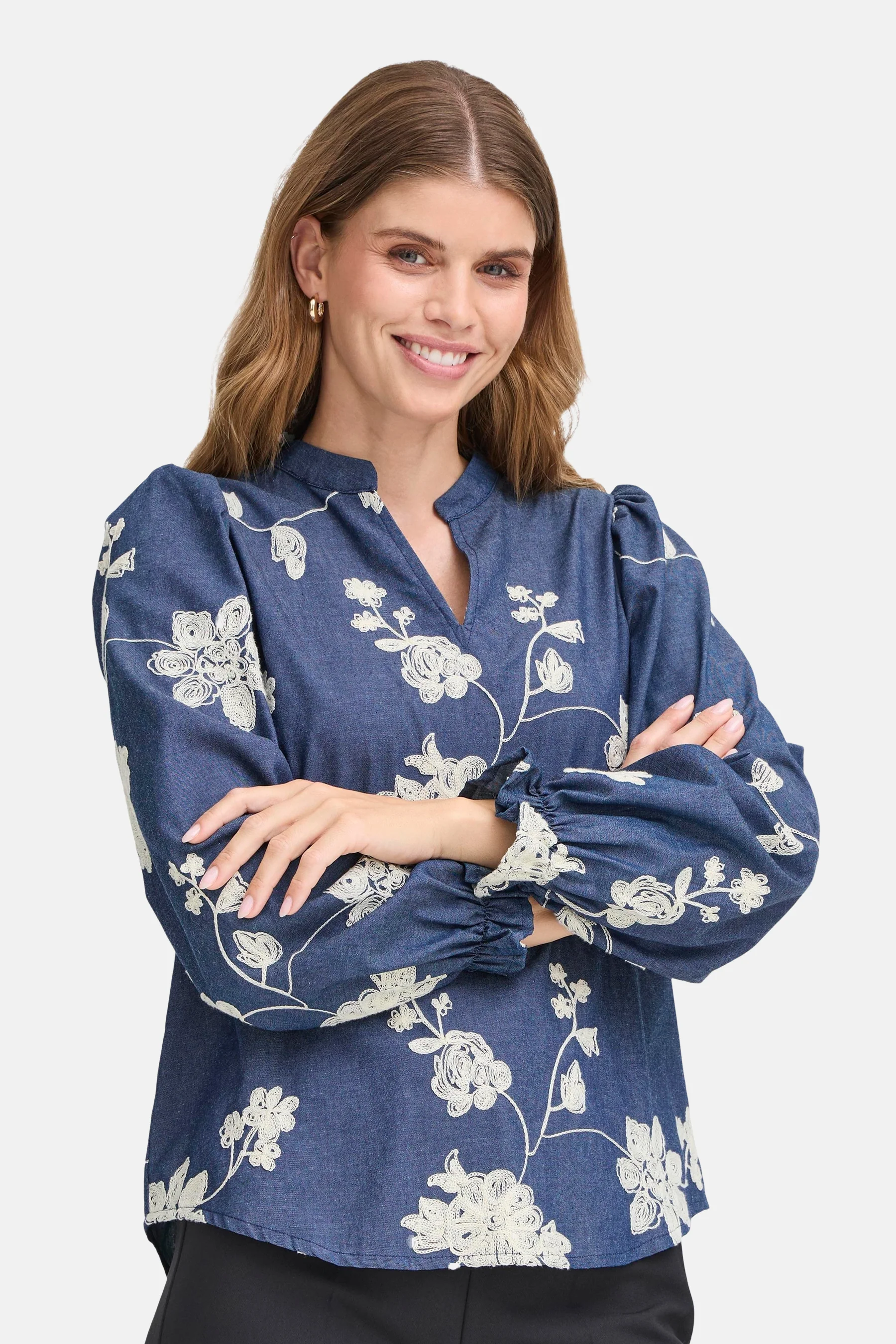 Blouse met lange mouwen - blauw