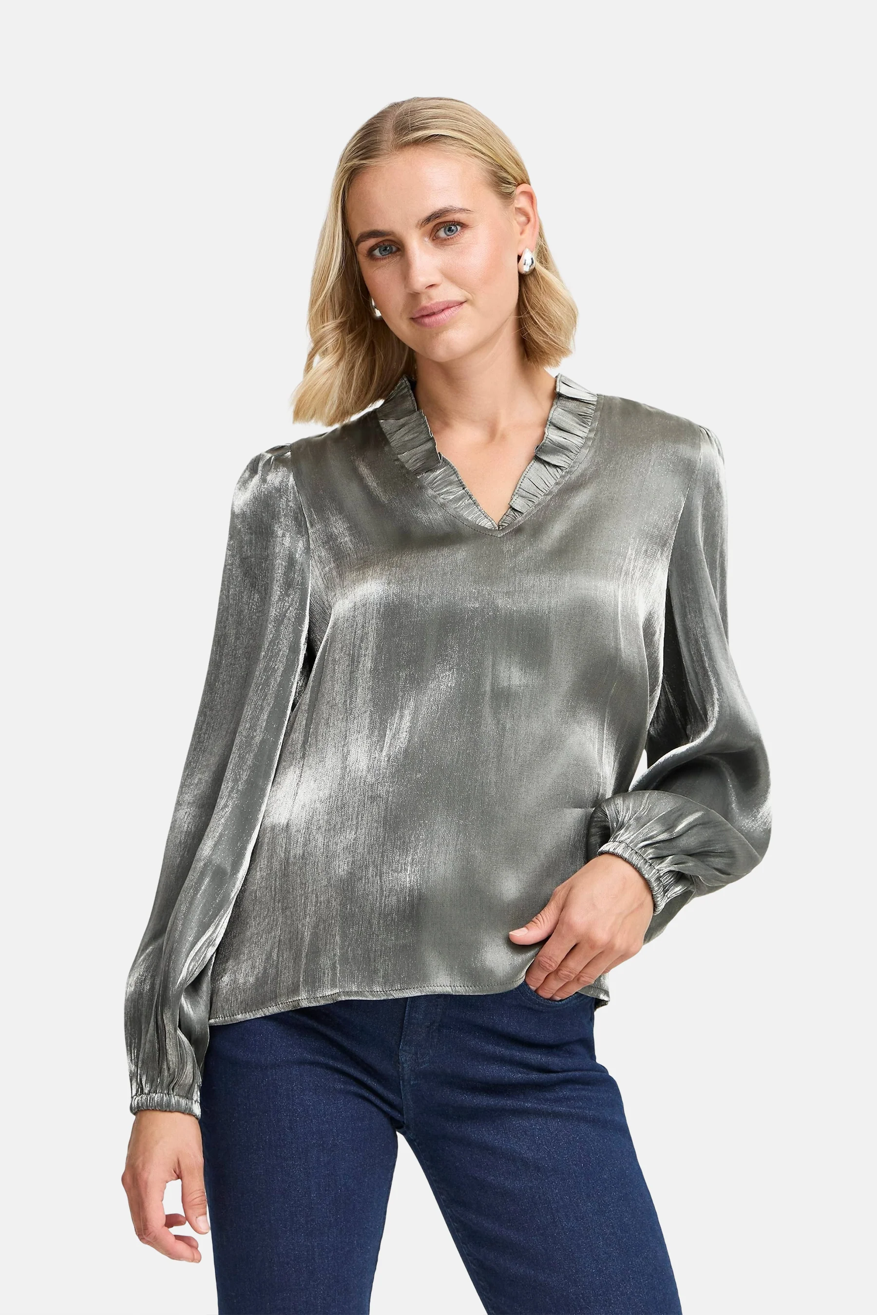 Blouse met lange mouwen - zilver