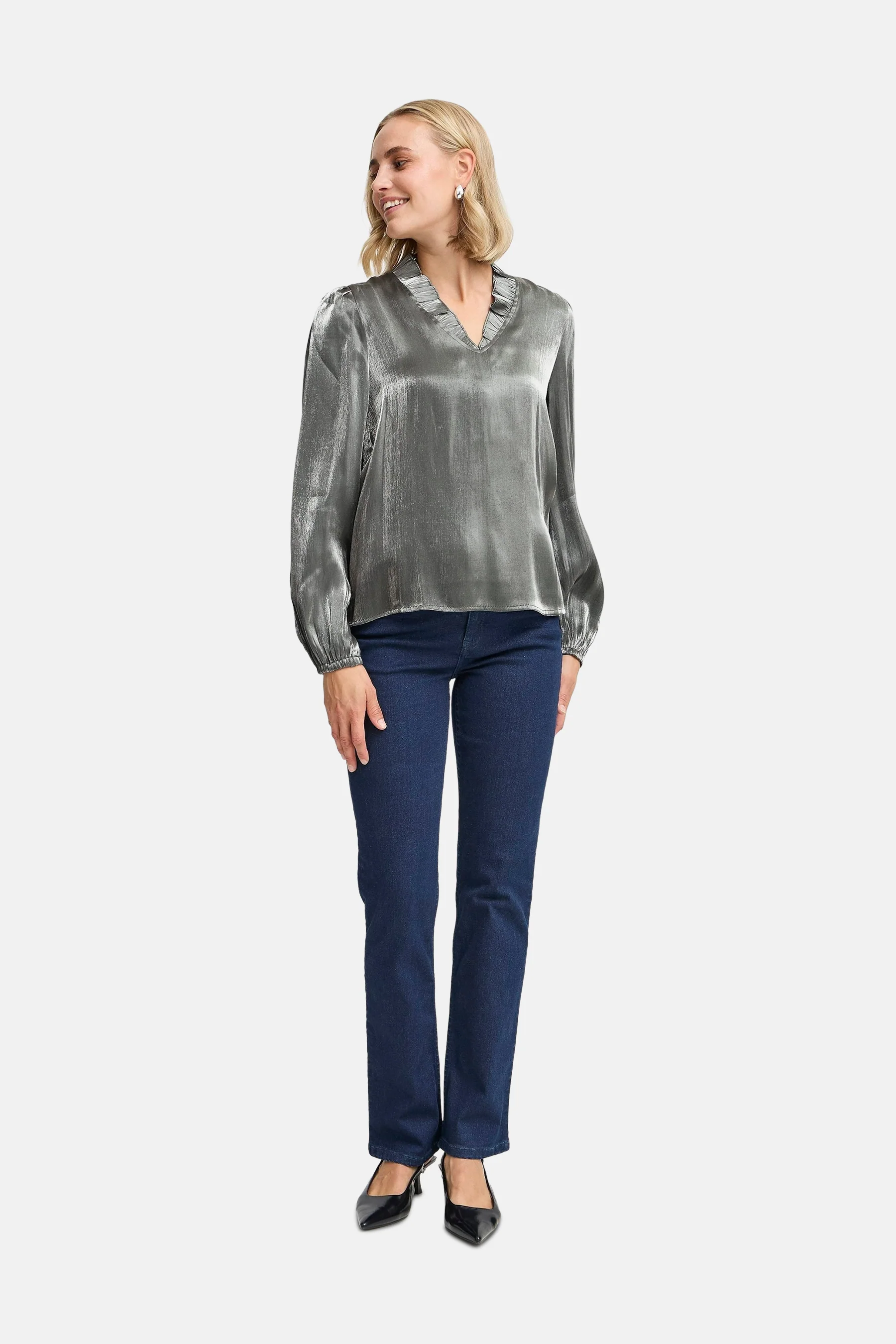 Blouse met lange mouwen - zilver - Image 2