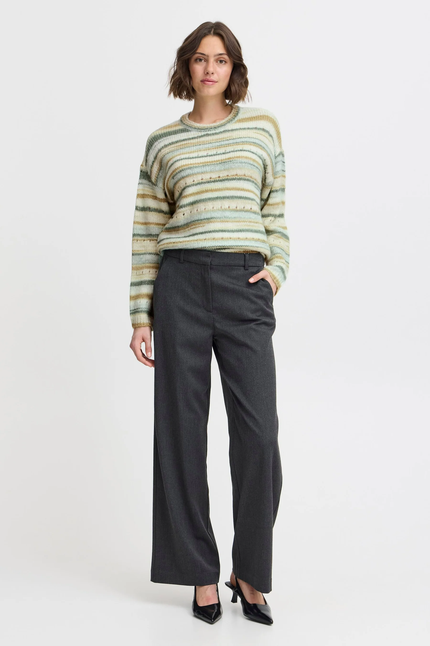 Pull met ronde hals - groen - Image 2