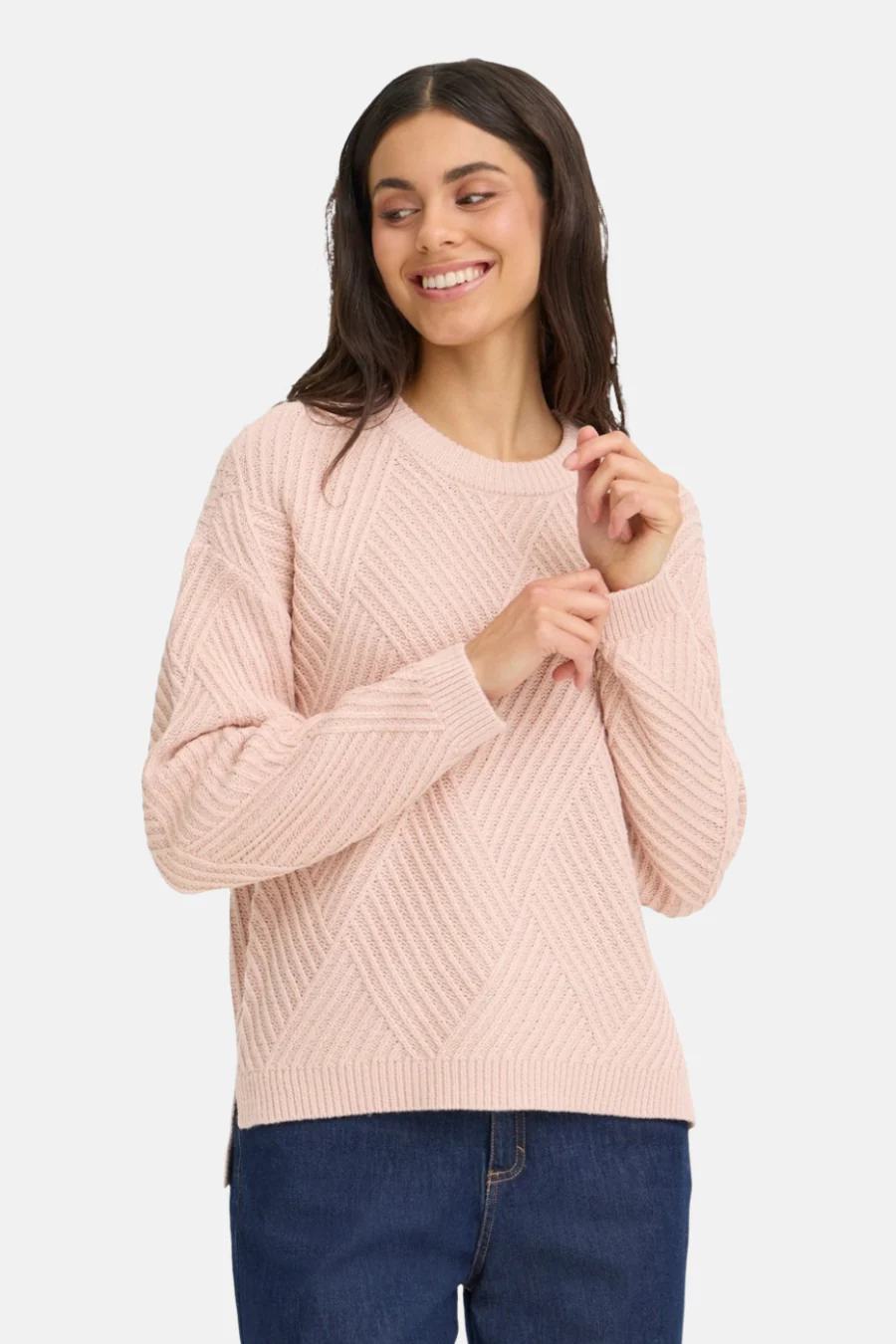 Pull met ronde hals - roze