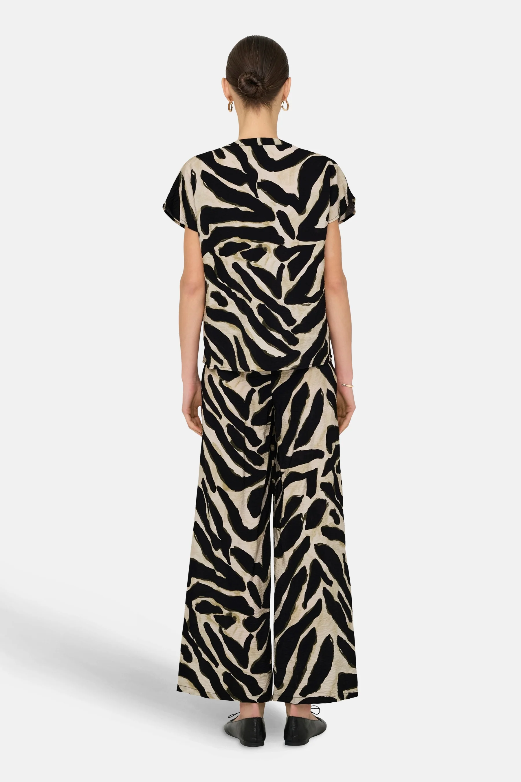 Blouse met korte mouwen - Zwart - Image 3