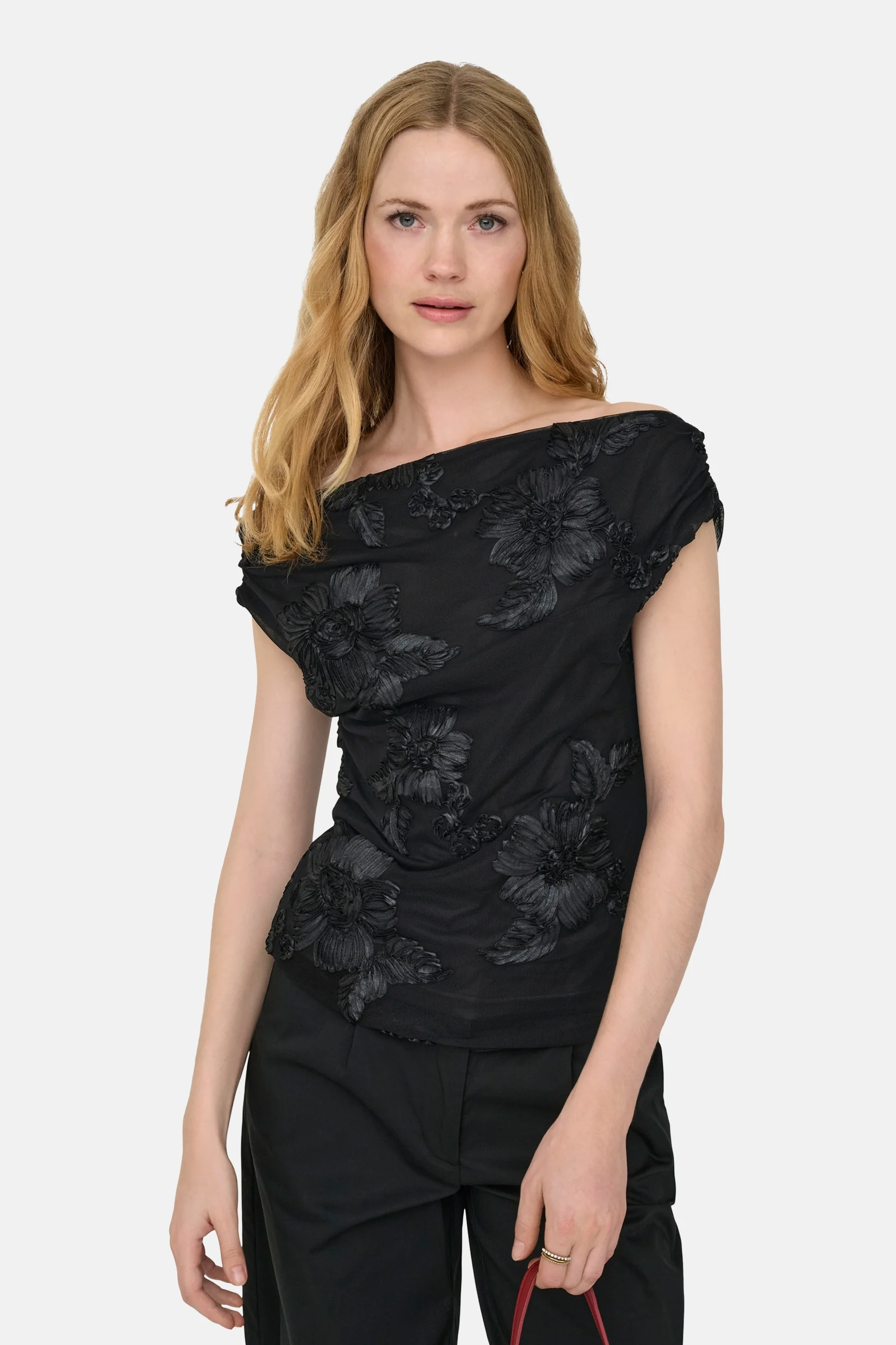 Blouse met korte mouwen - zwart