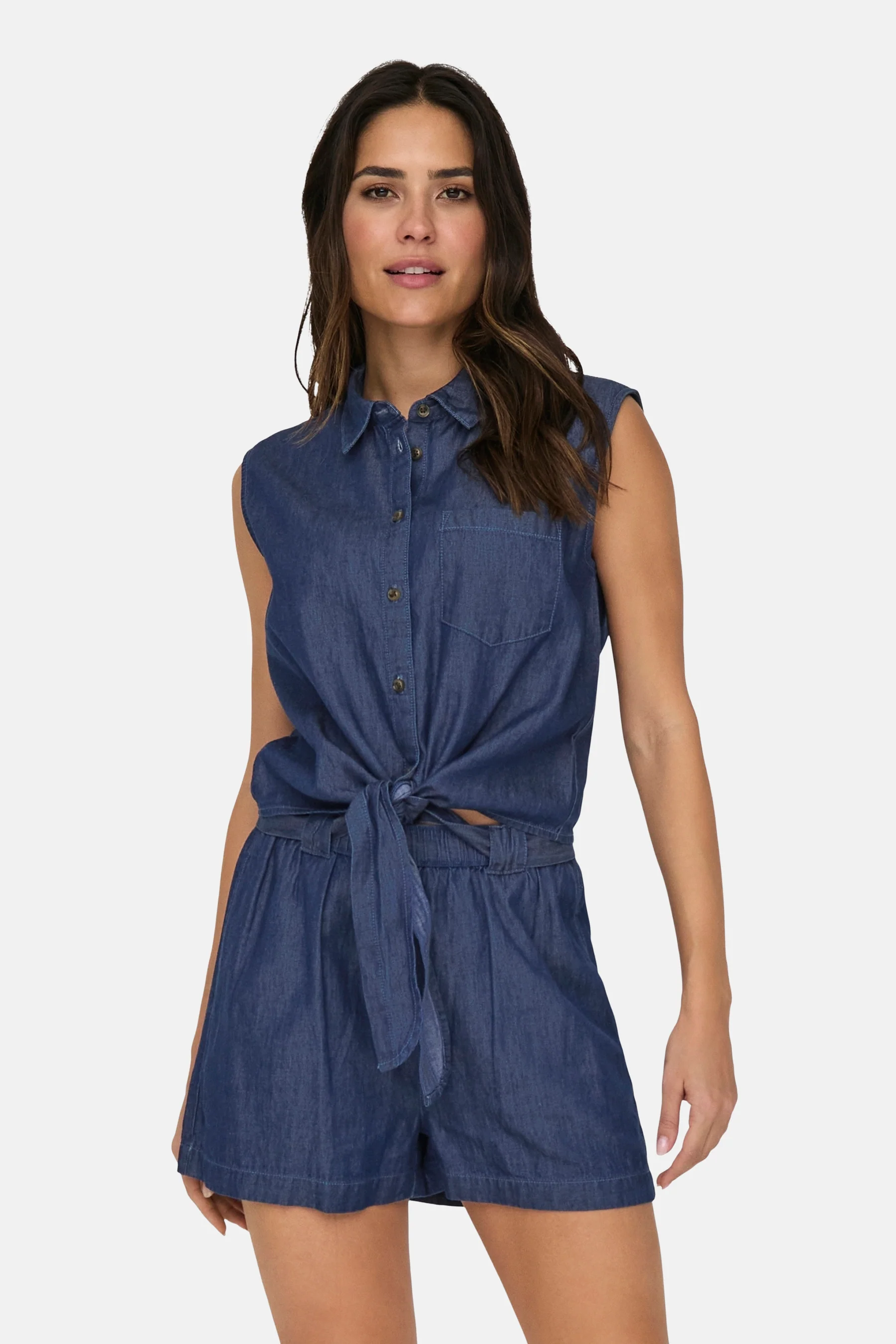 Blouse - mid blue denim