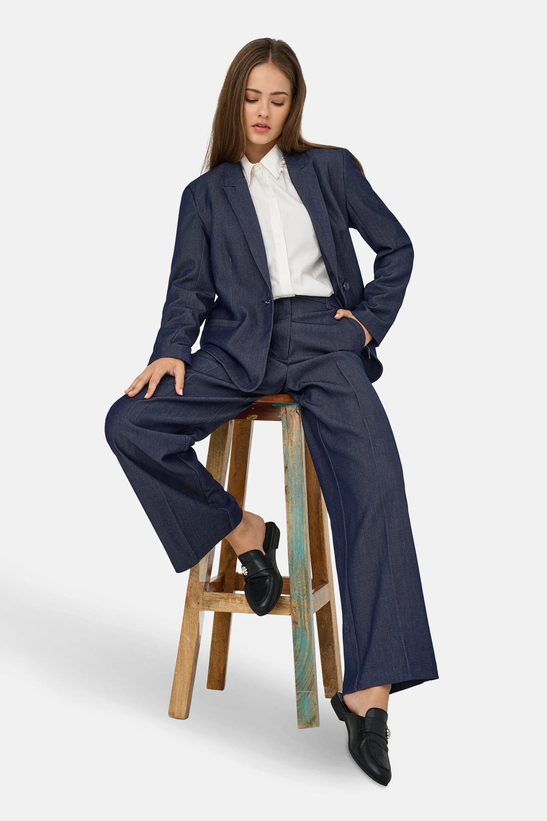 Kostuumbroek - dark blue denim - Image 6