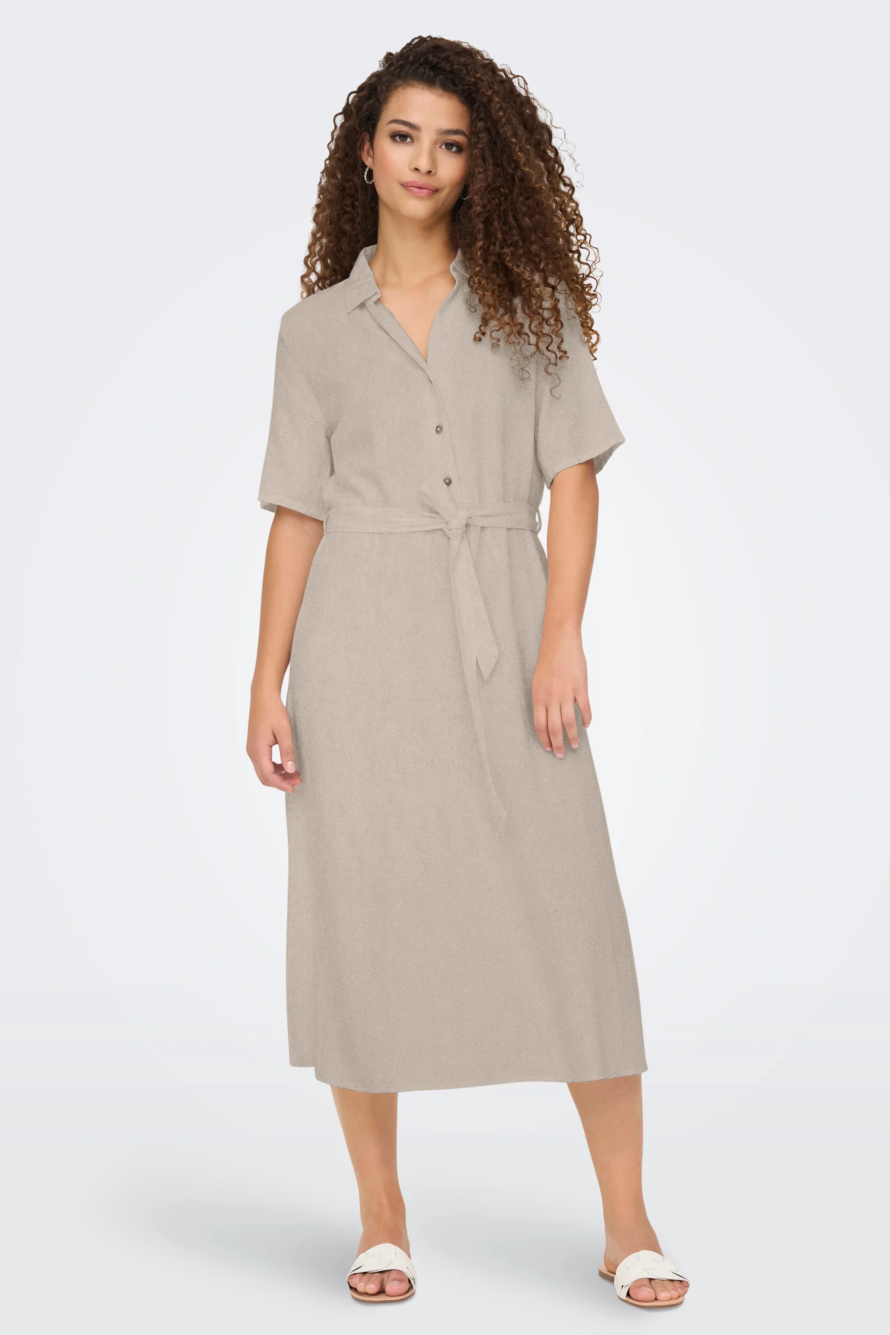 Kleedje met korte mouwen - beige