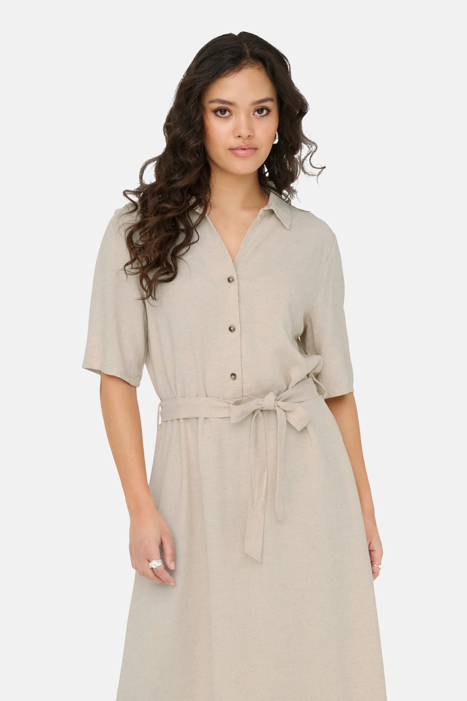 Kleedje met korte mouwen - beige - Image 8