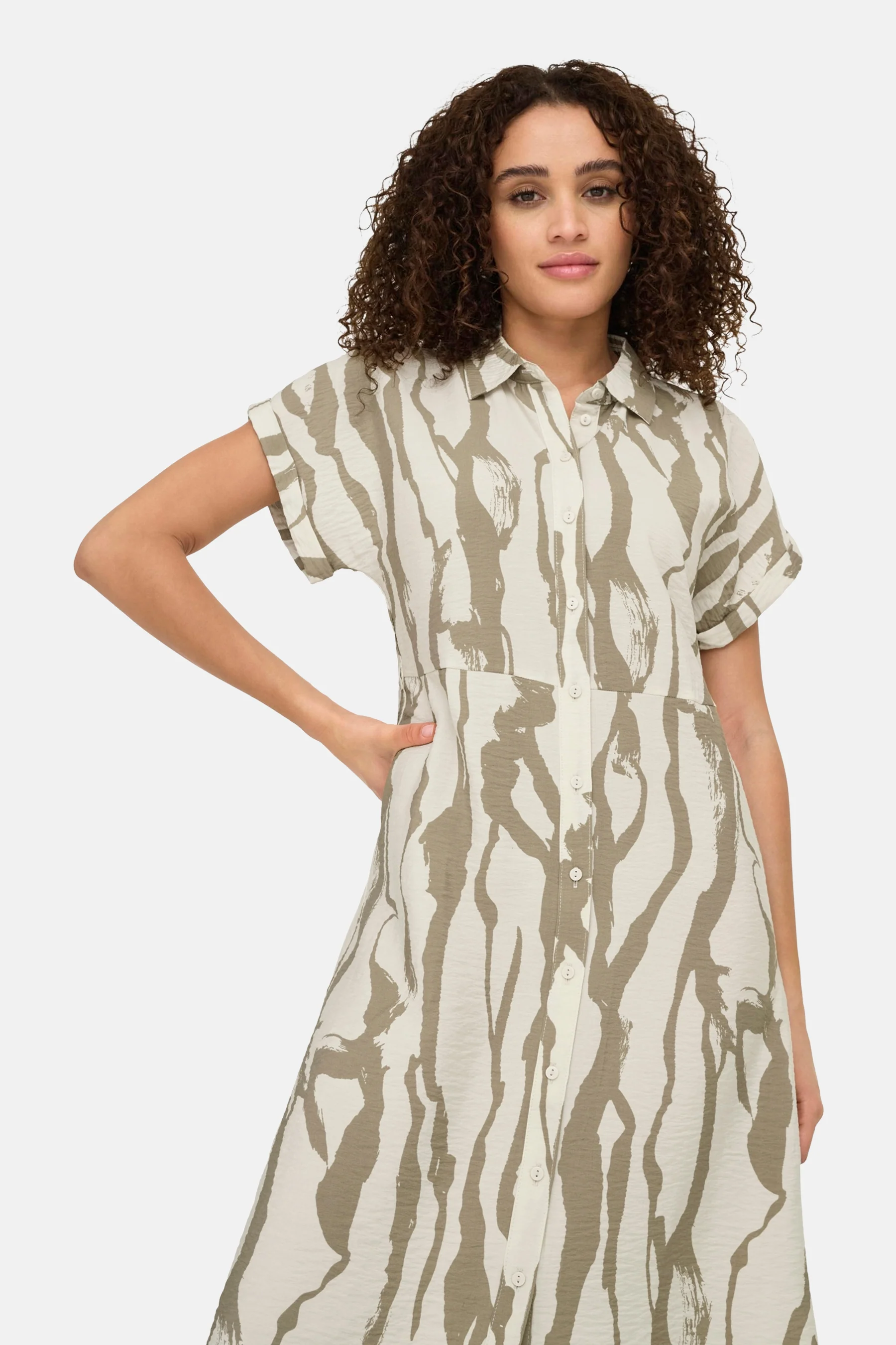 Kleedje met korte mouwen - Kaki - Image 5