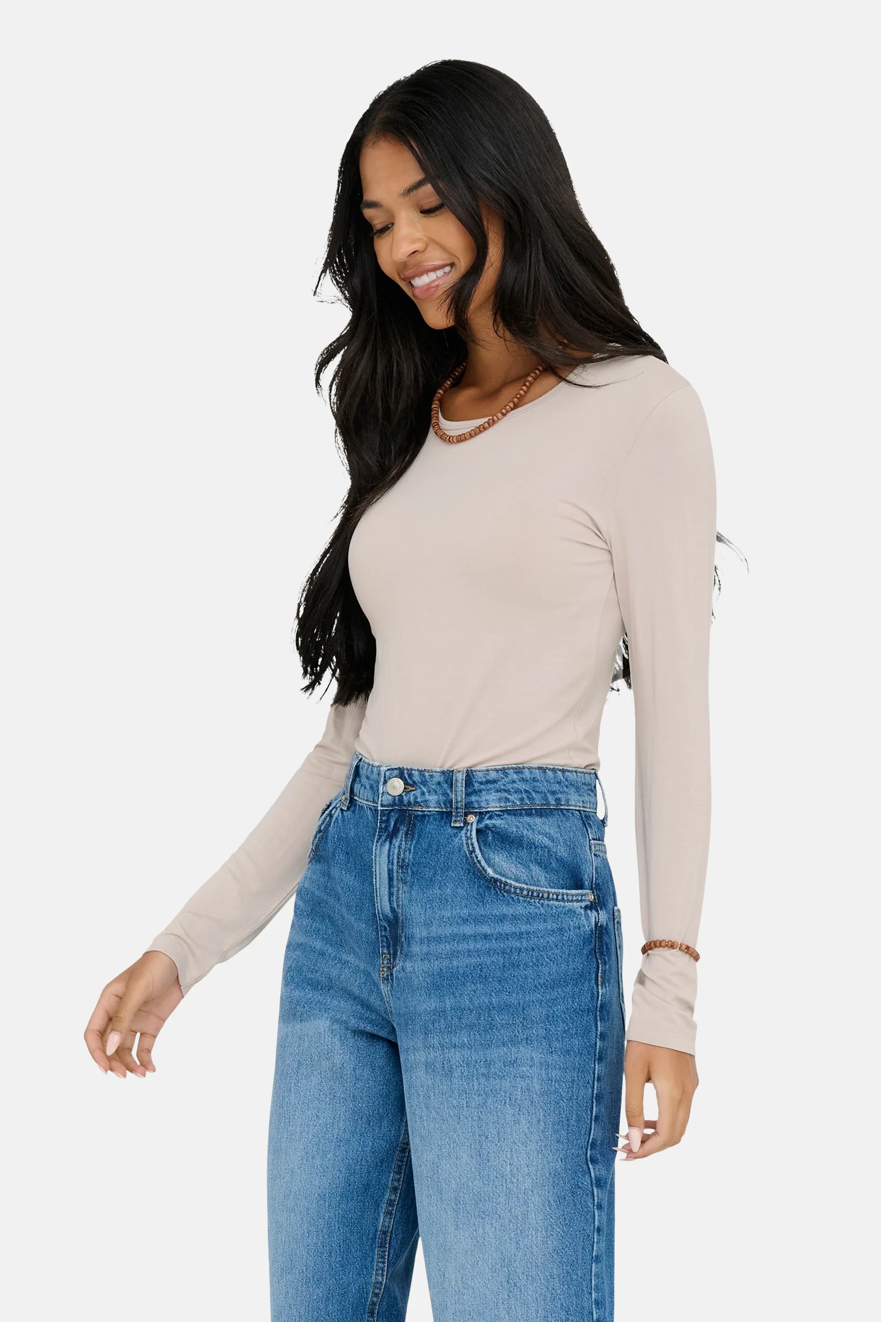 T-shirt met lange mouwen - beige - Image 3