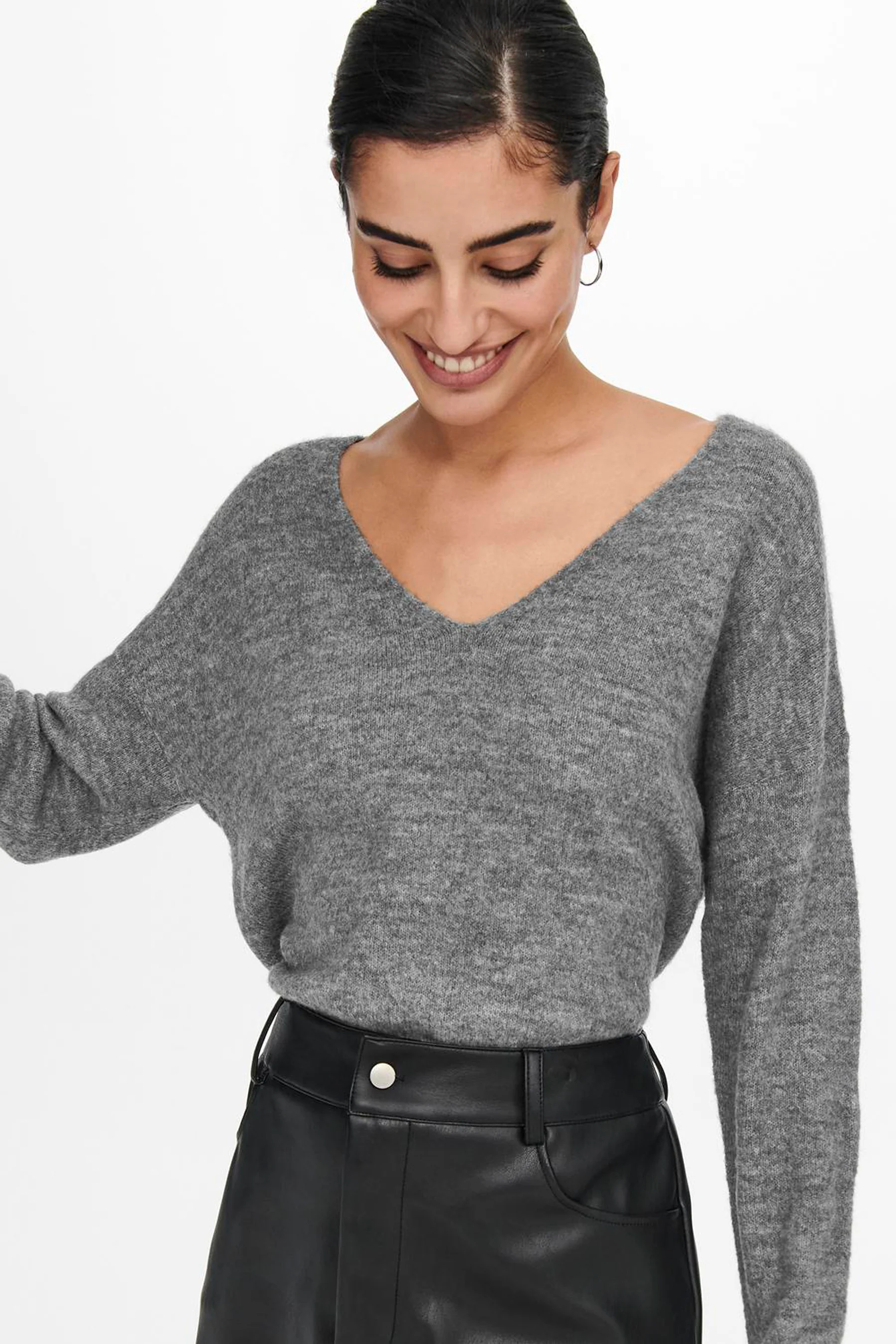 Pull met ronde hals - grijs - Image 4