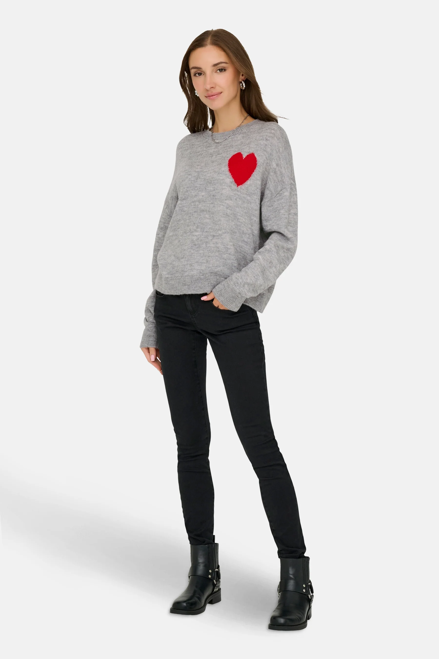 Pull met ronde hals - grijs - Image 2