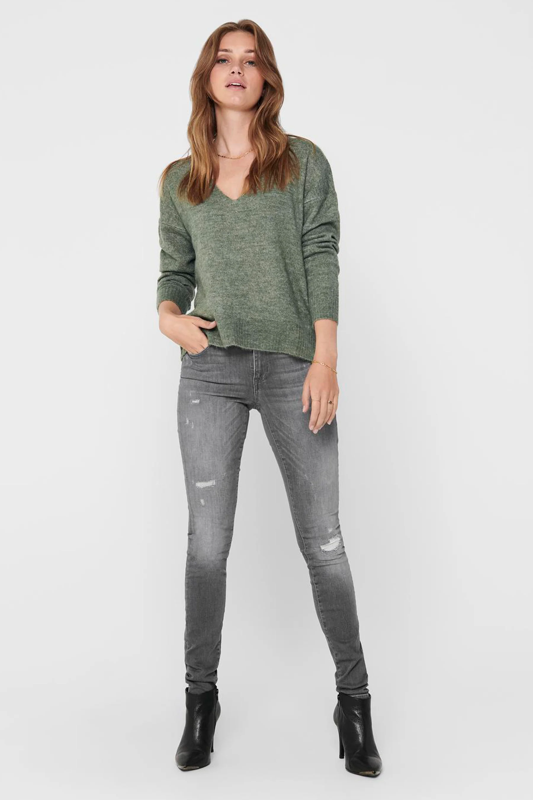 Pull met ronde hals - groen - Image 2