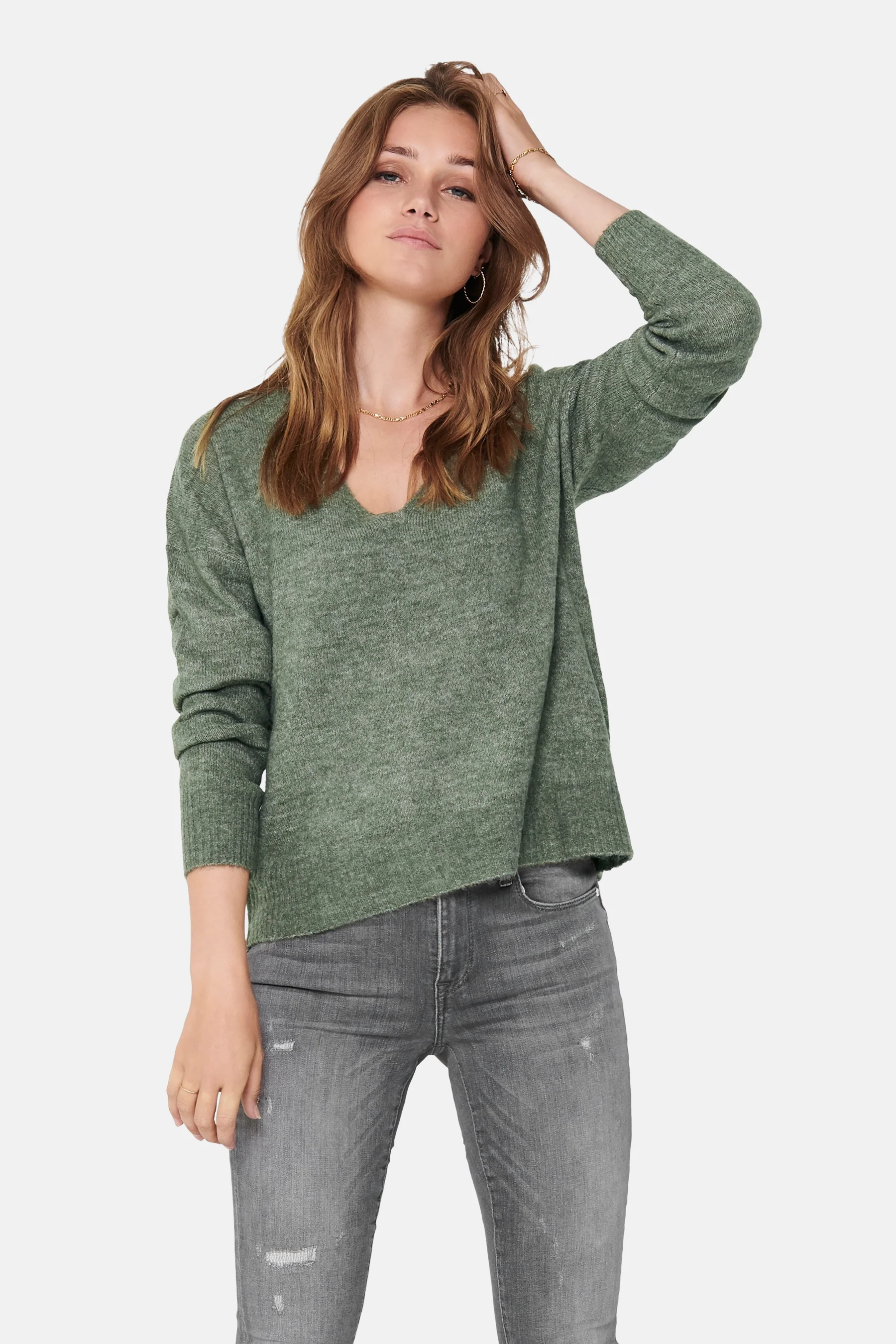 Pull met ronde hals - groen - Image 7